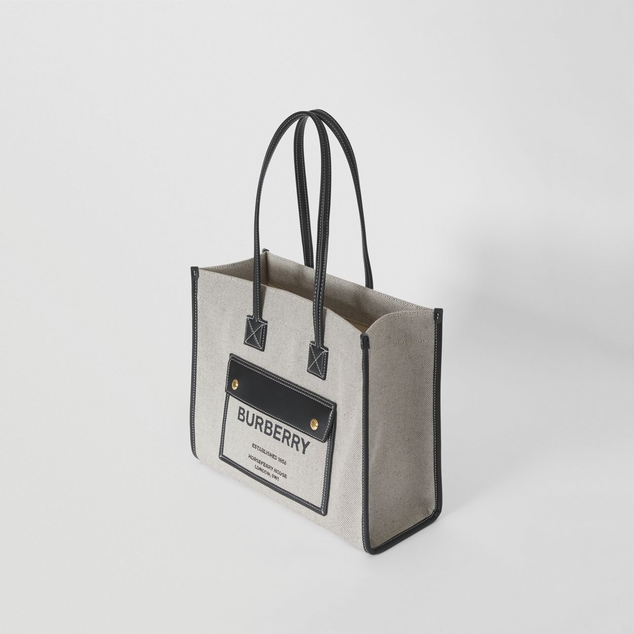 Small Two-tone Canvas and Leather Freya Tote 4
