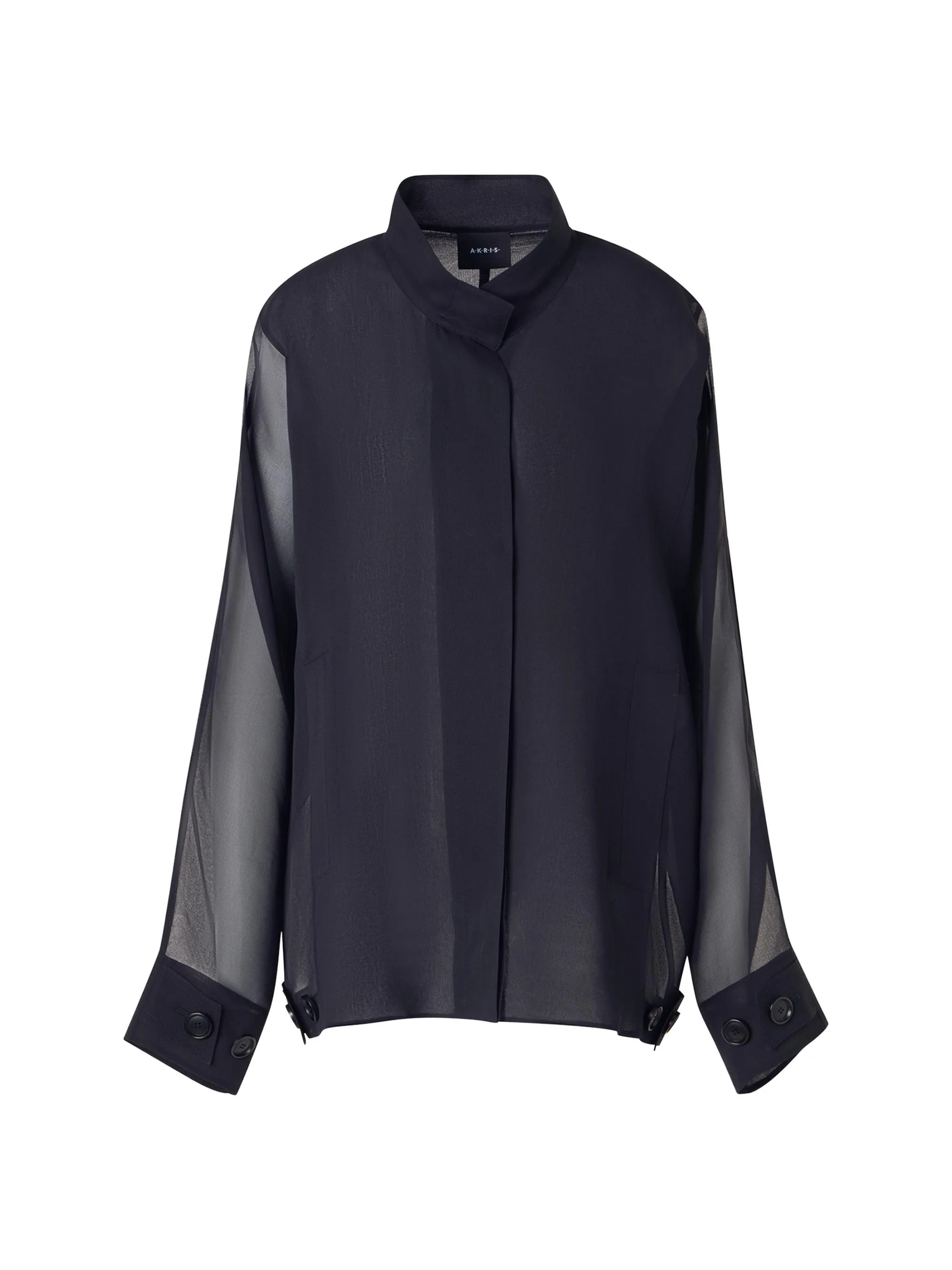 Women's Silk Organza Oversized Shirt - Black - 1