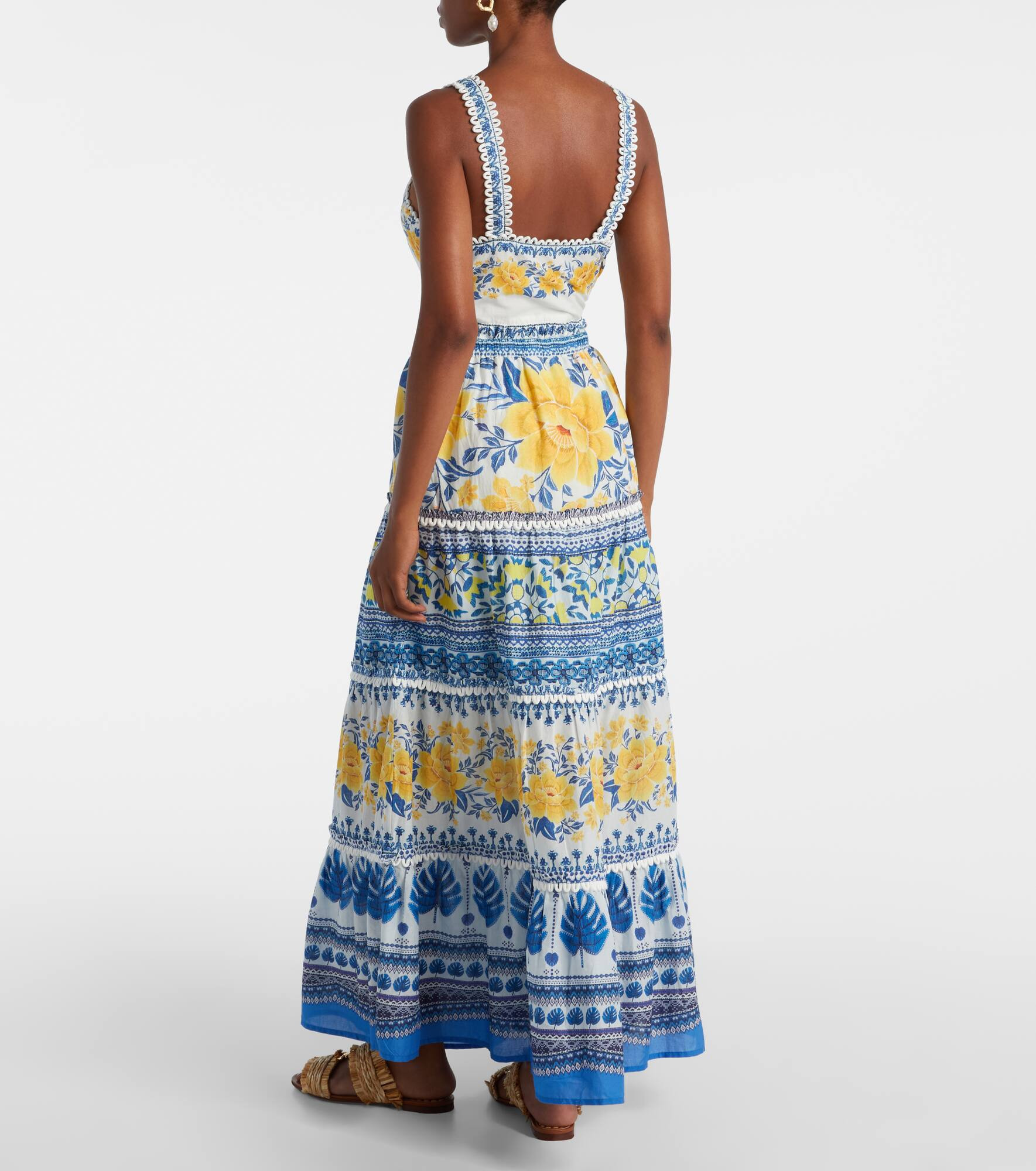 Zuli printed lace-trimmed cotton maxi skirt - 3