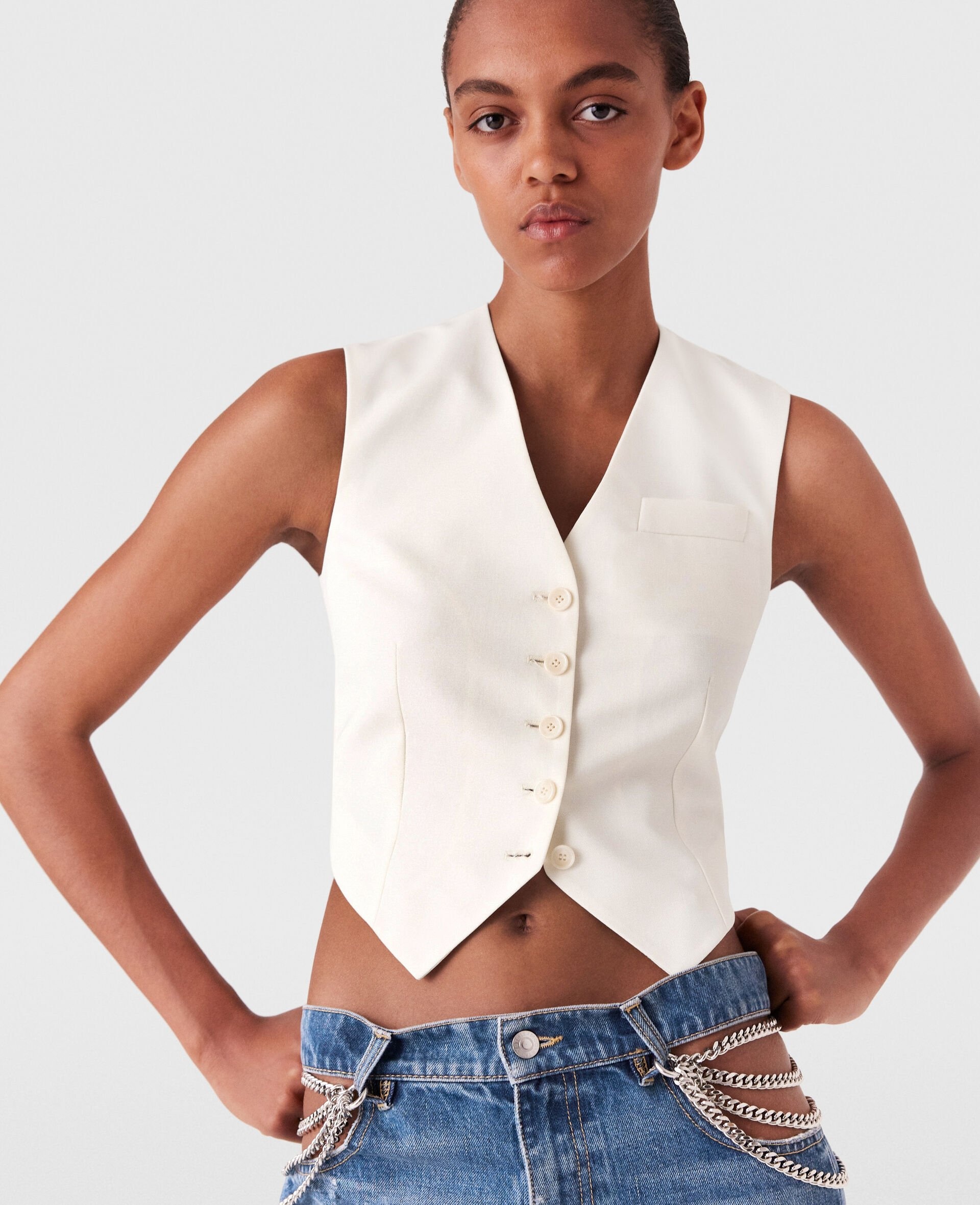 Cropped Tailored Wool Vest - 2