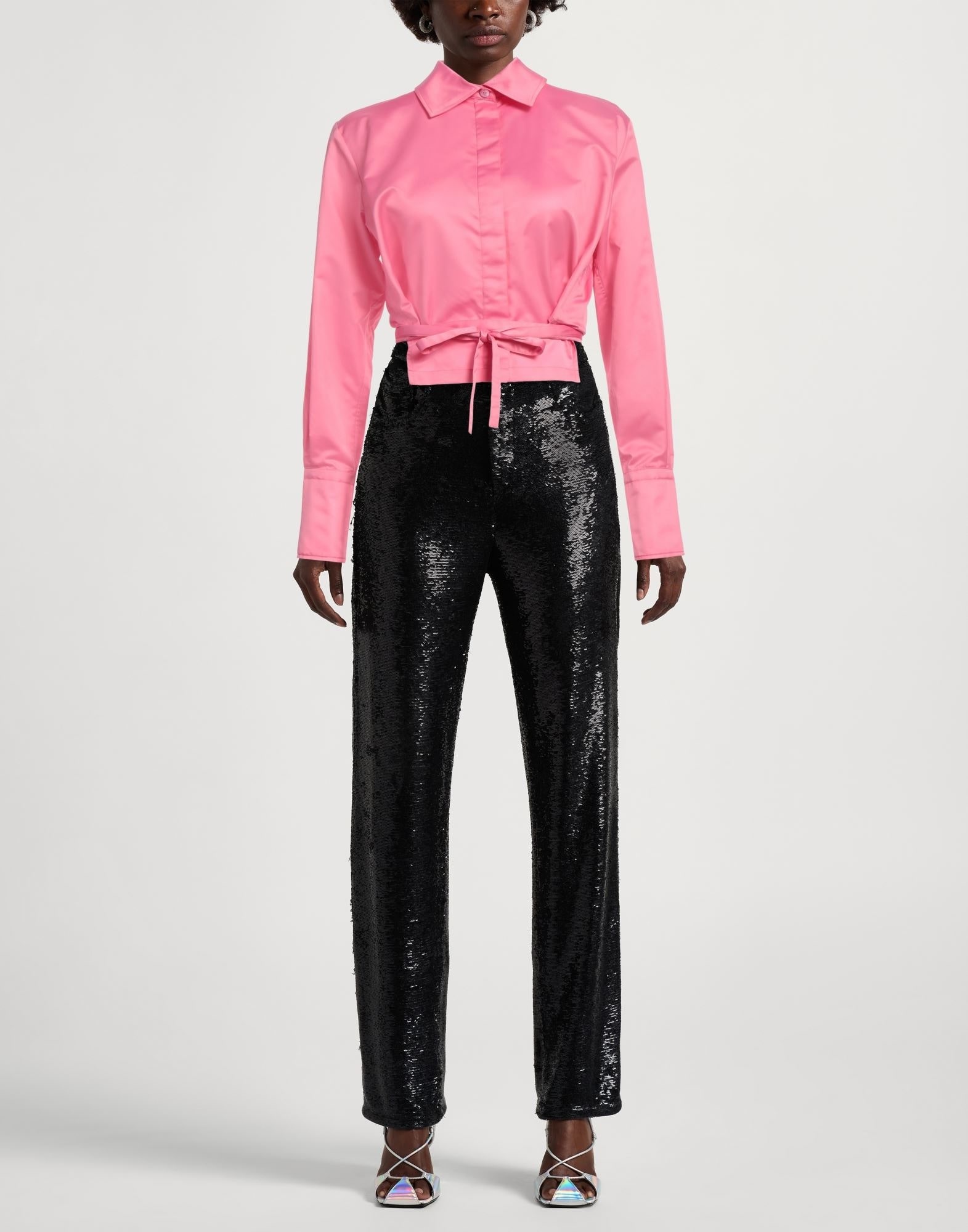 Black Women's Solid Color Shirts & Blouses - 2