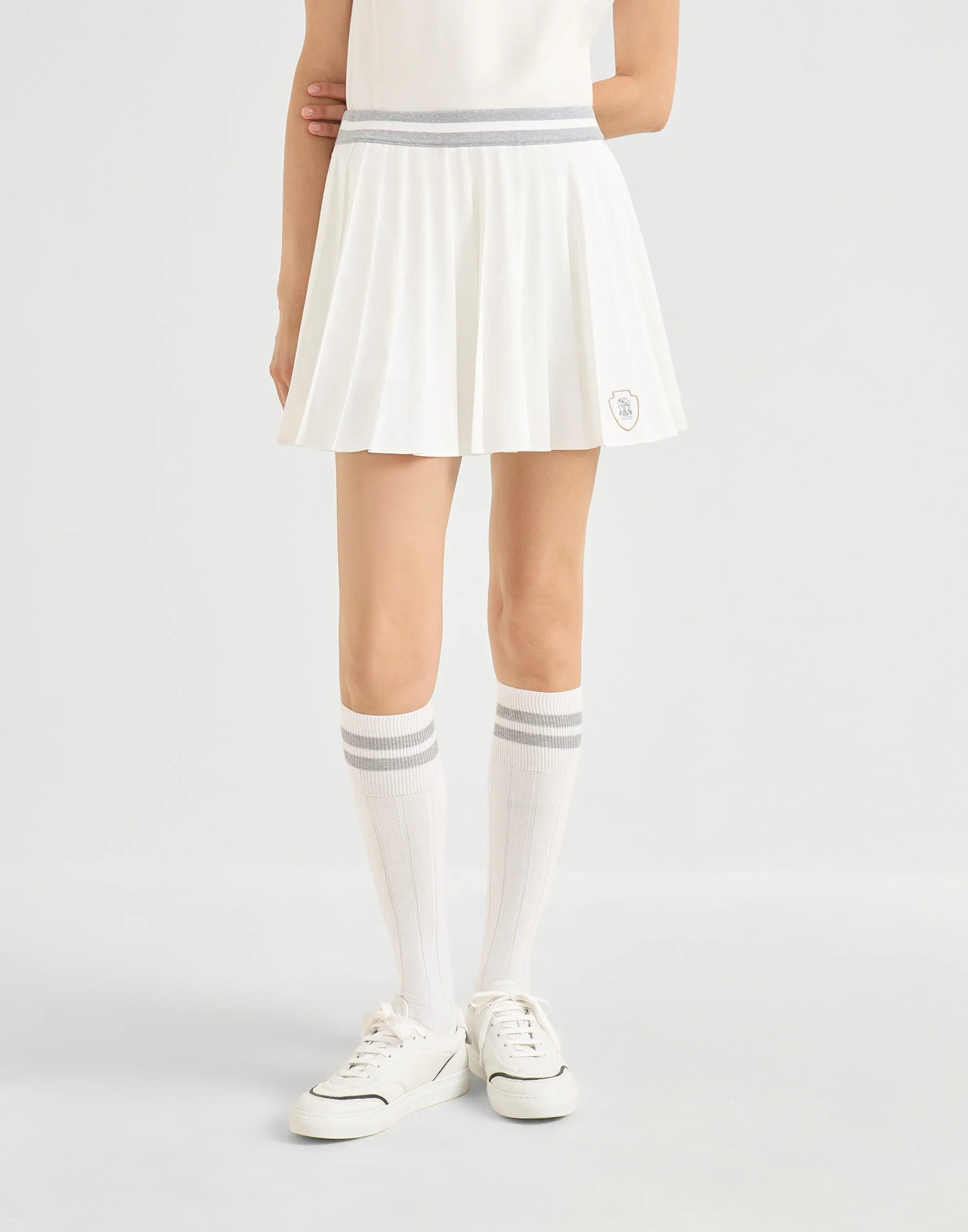 Techno poplin pleated skirt with logo - 1