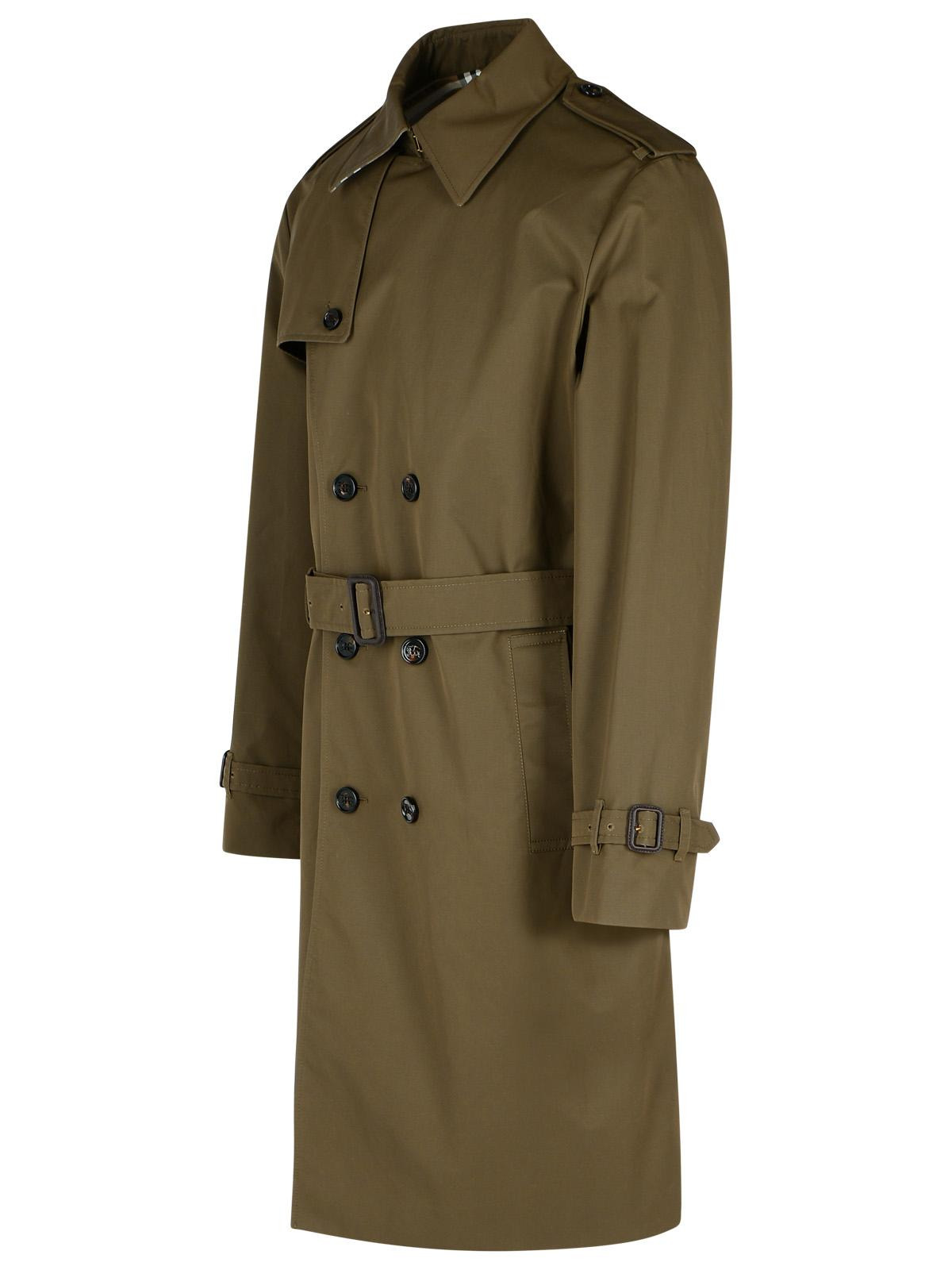 Burberry Green Cotton Blend Trench Coat Men - 2