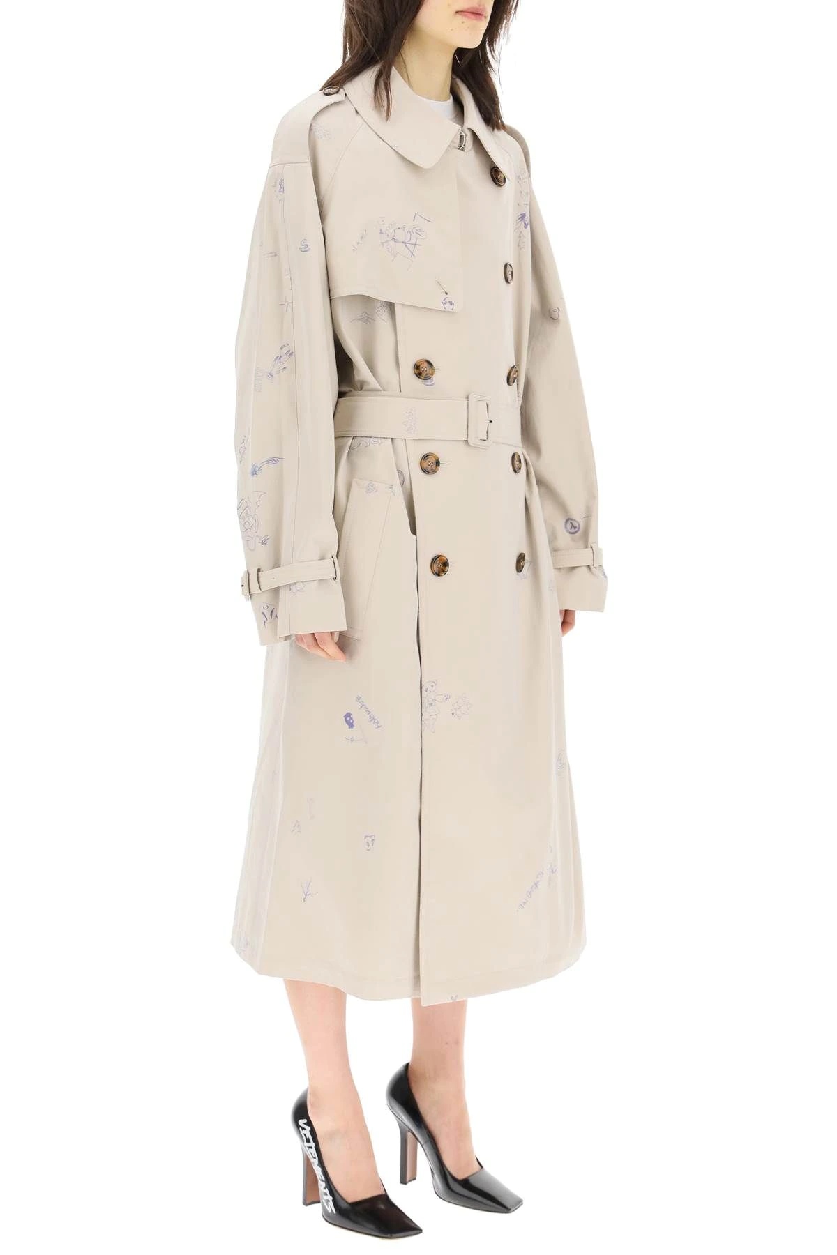 SCRIBBLED TRENCH COAT - 3