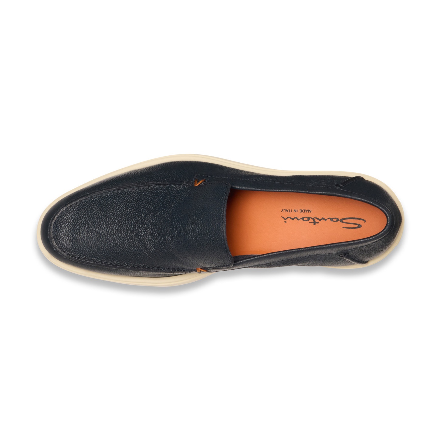 Men's blue tumbled leather loafer - 5