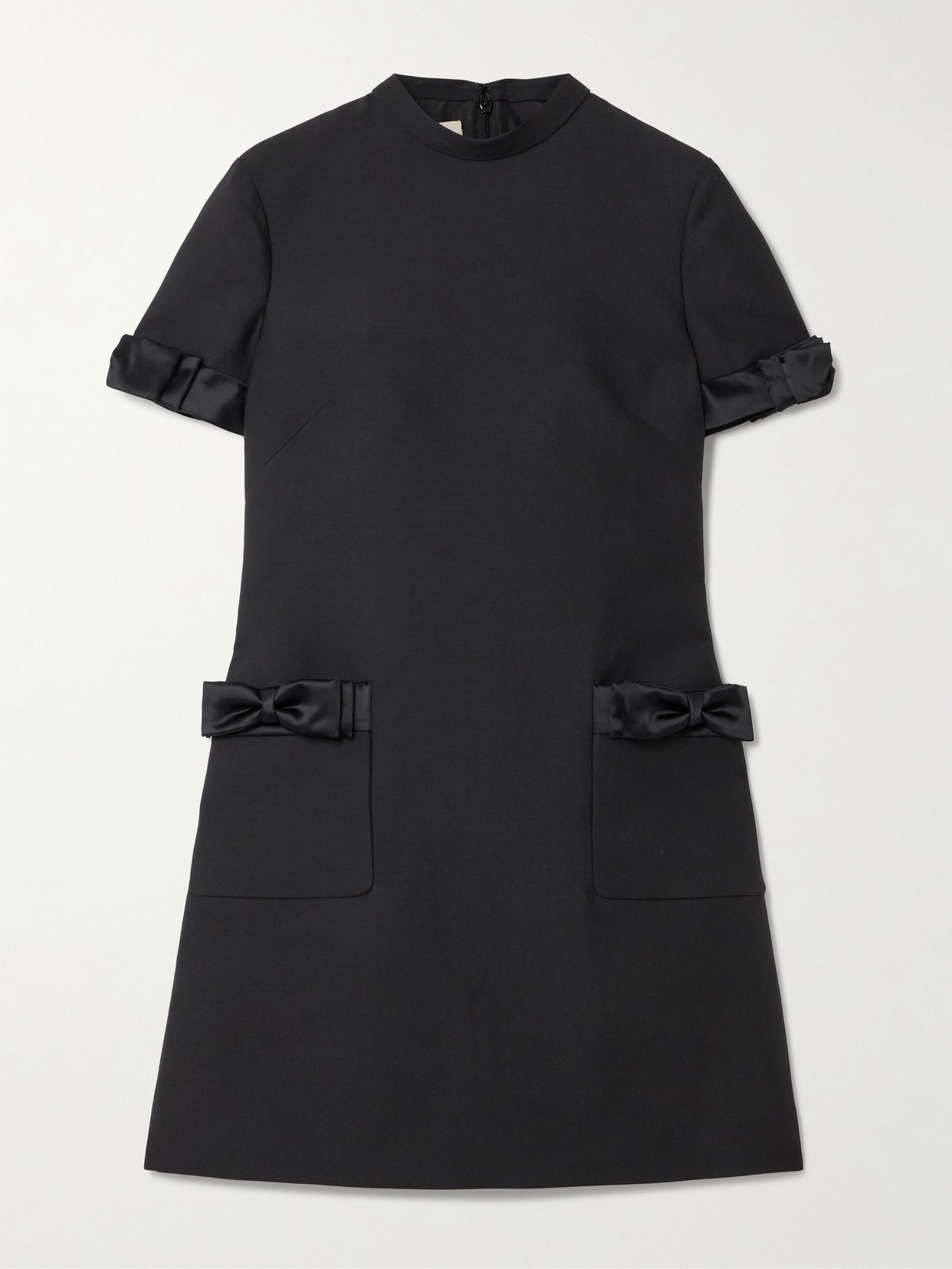 Satin-trimmed Wool And Silk-blend Mini Dress - 1