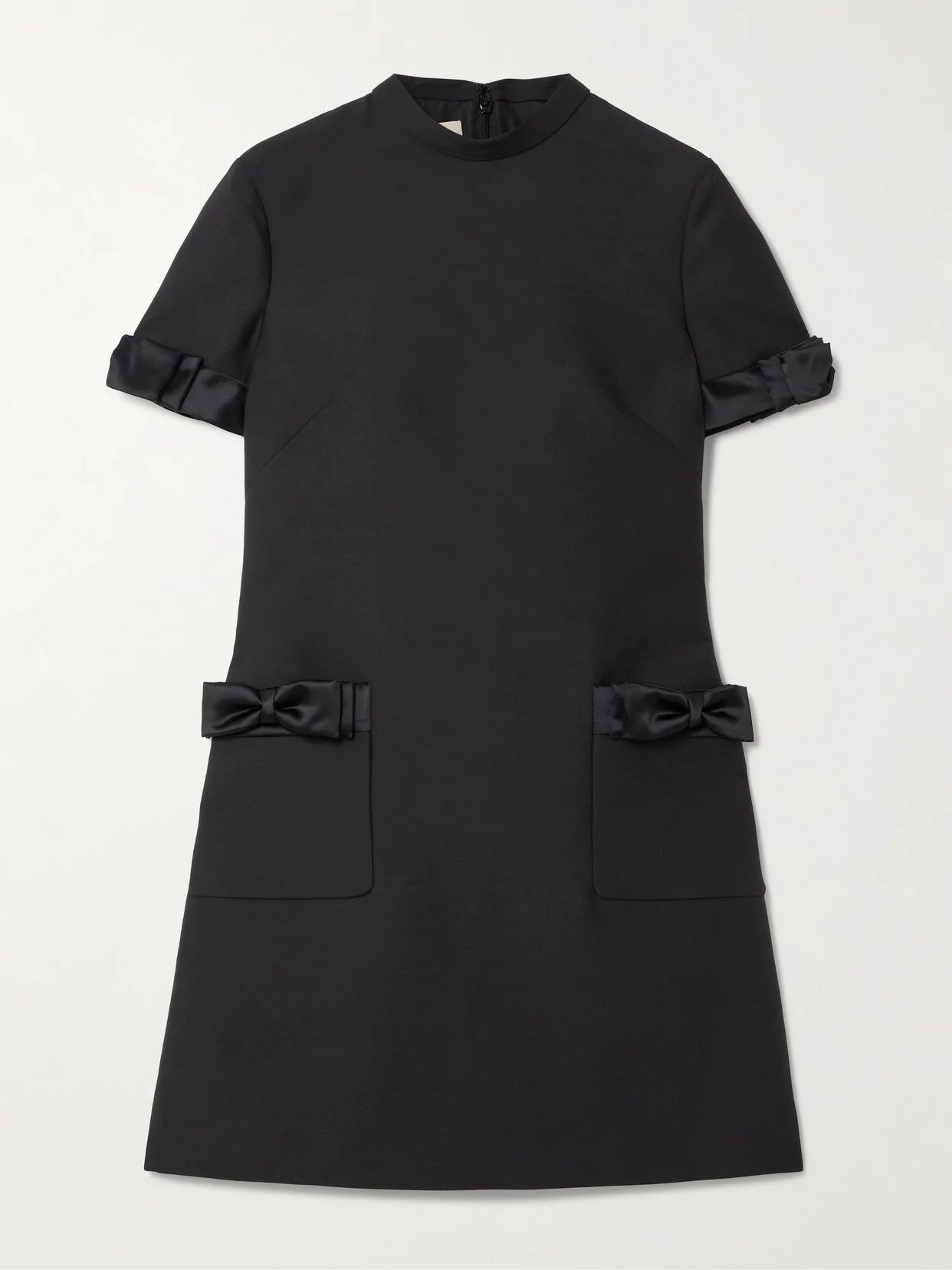 Satin-trimmed Wool And Silk-blend Mini Dress - 1