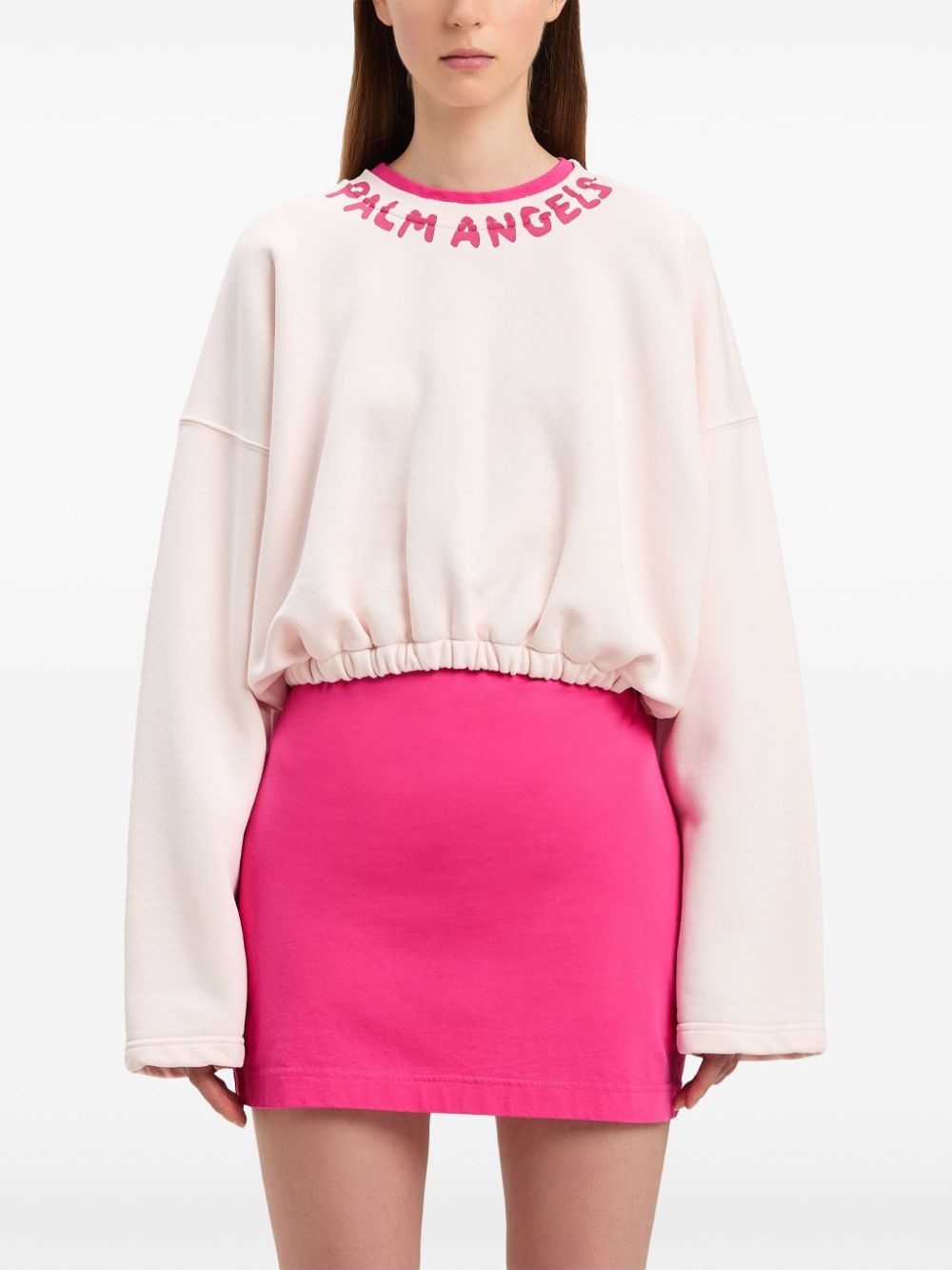 logo-print cotton crop top - 3