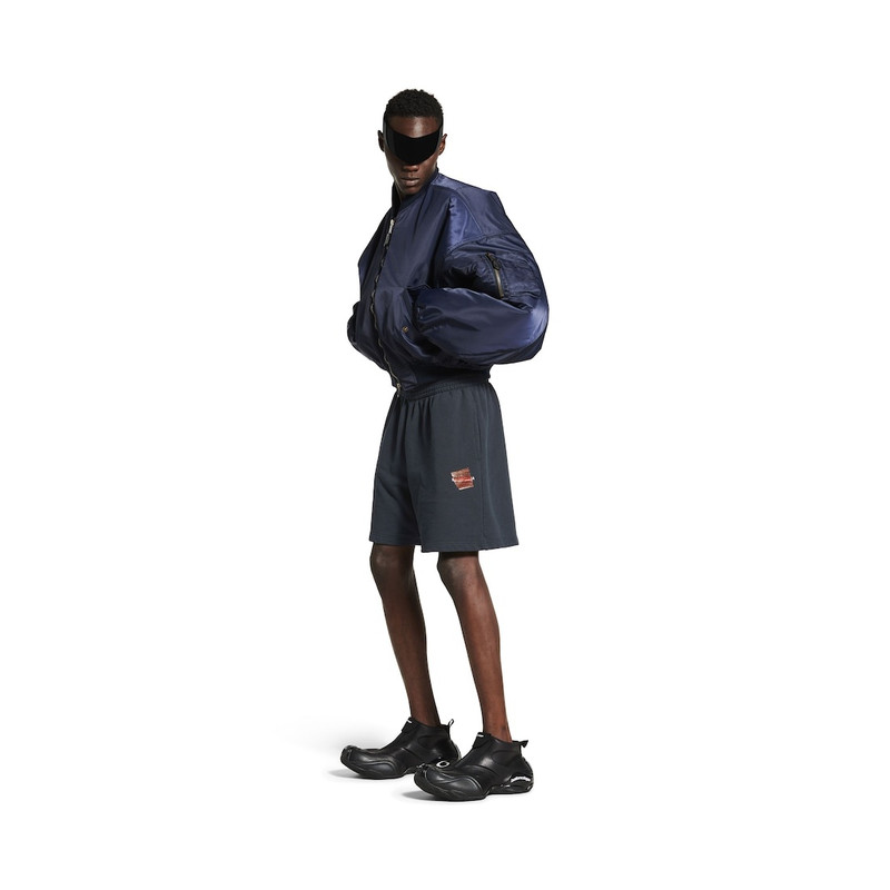 BALENCIAGA Men's Taped Balenciaga Back Shorts in Faded Black/white/red outlook