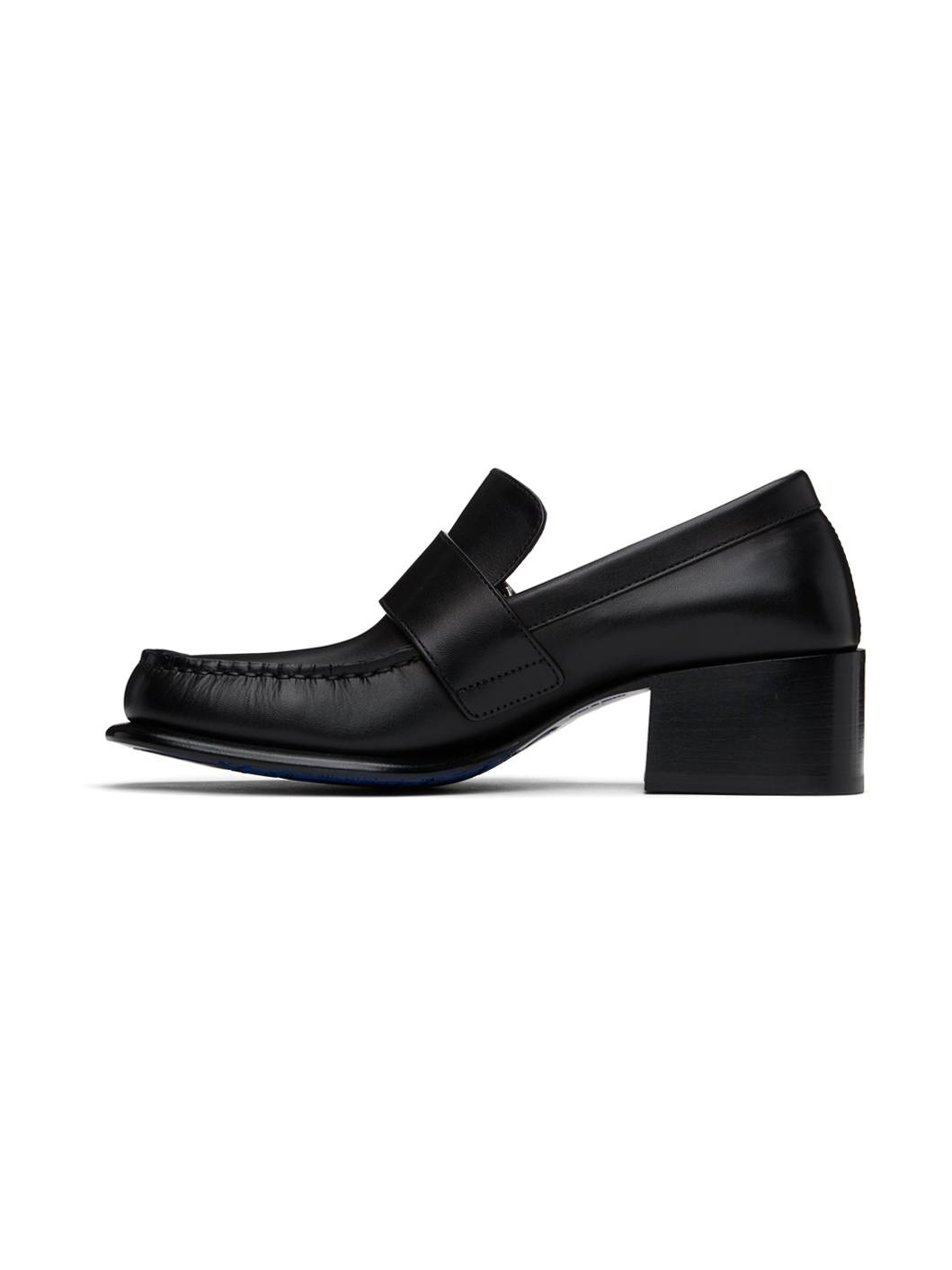 Black Leather Shield Loafers - 3