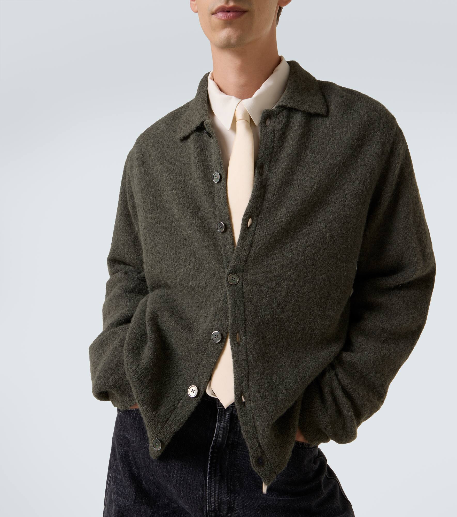 Evening alpaca wool-blend polo cardigan - 5