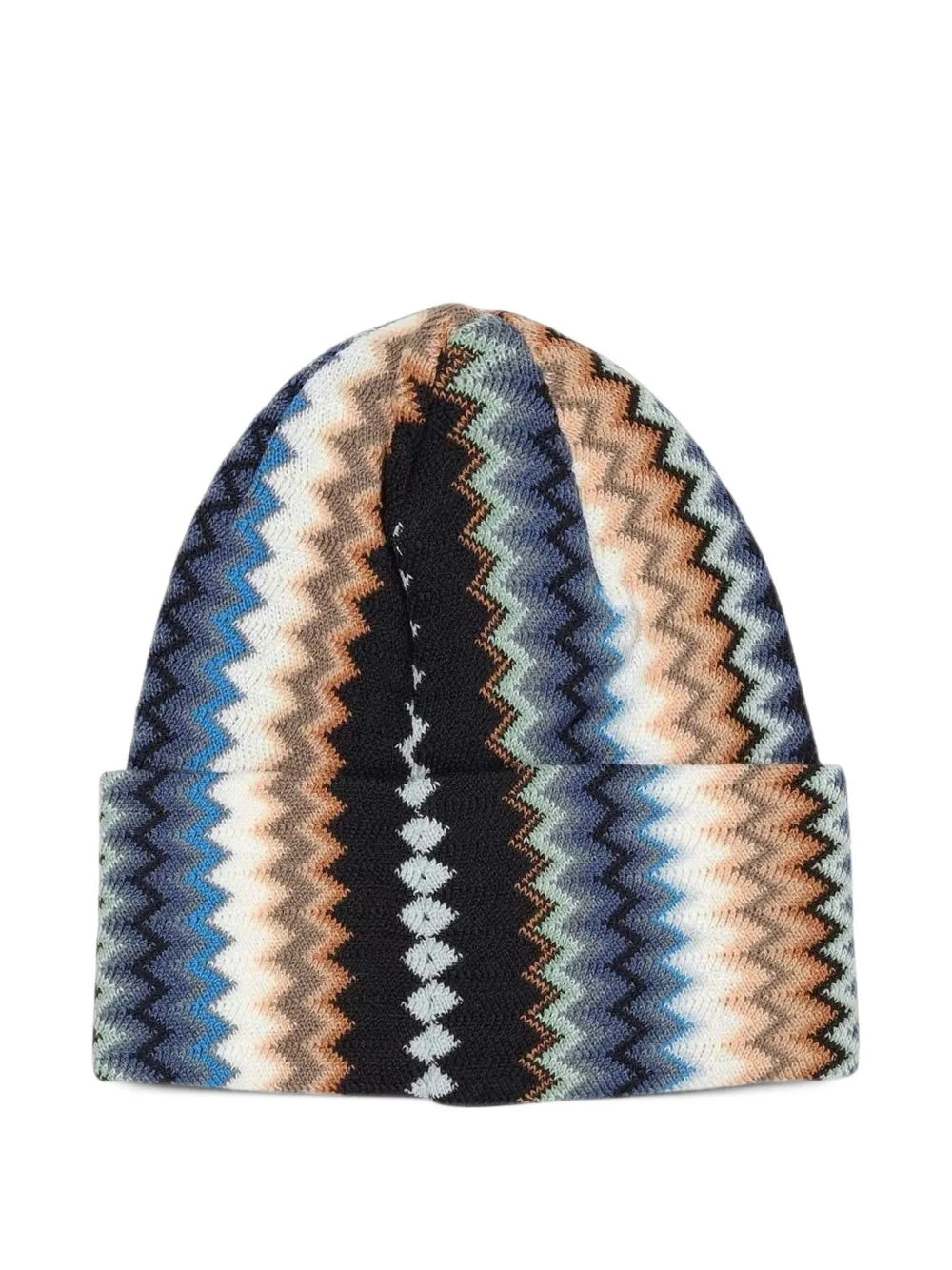 zigzag knit beanie hat - 1