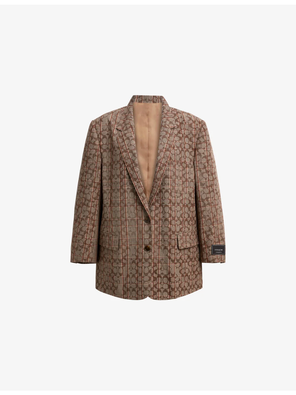 Signature C Plaid Single-Breasted Woven Blazer - 1