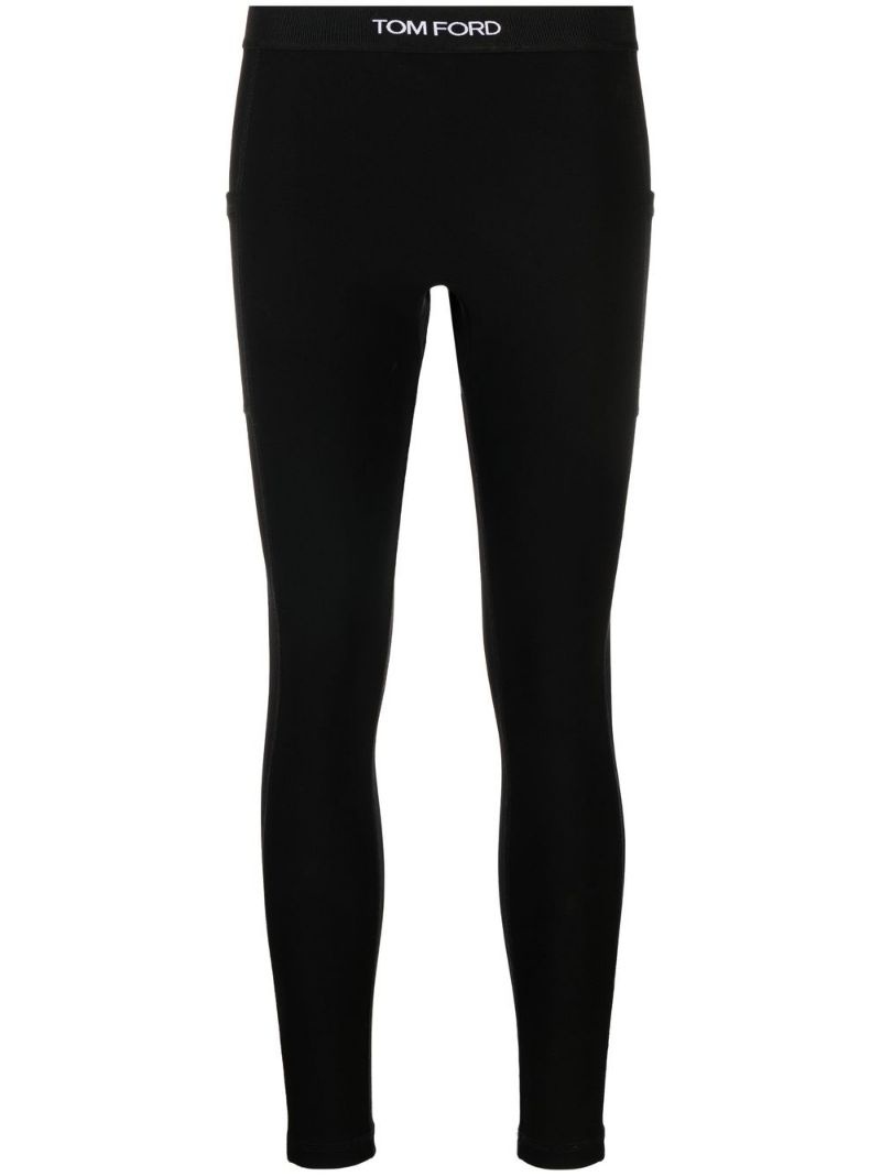 logo-waistband cropped leggings - 1