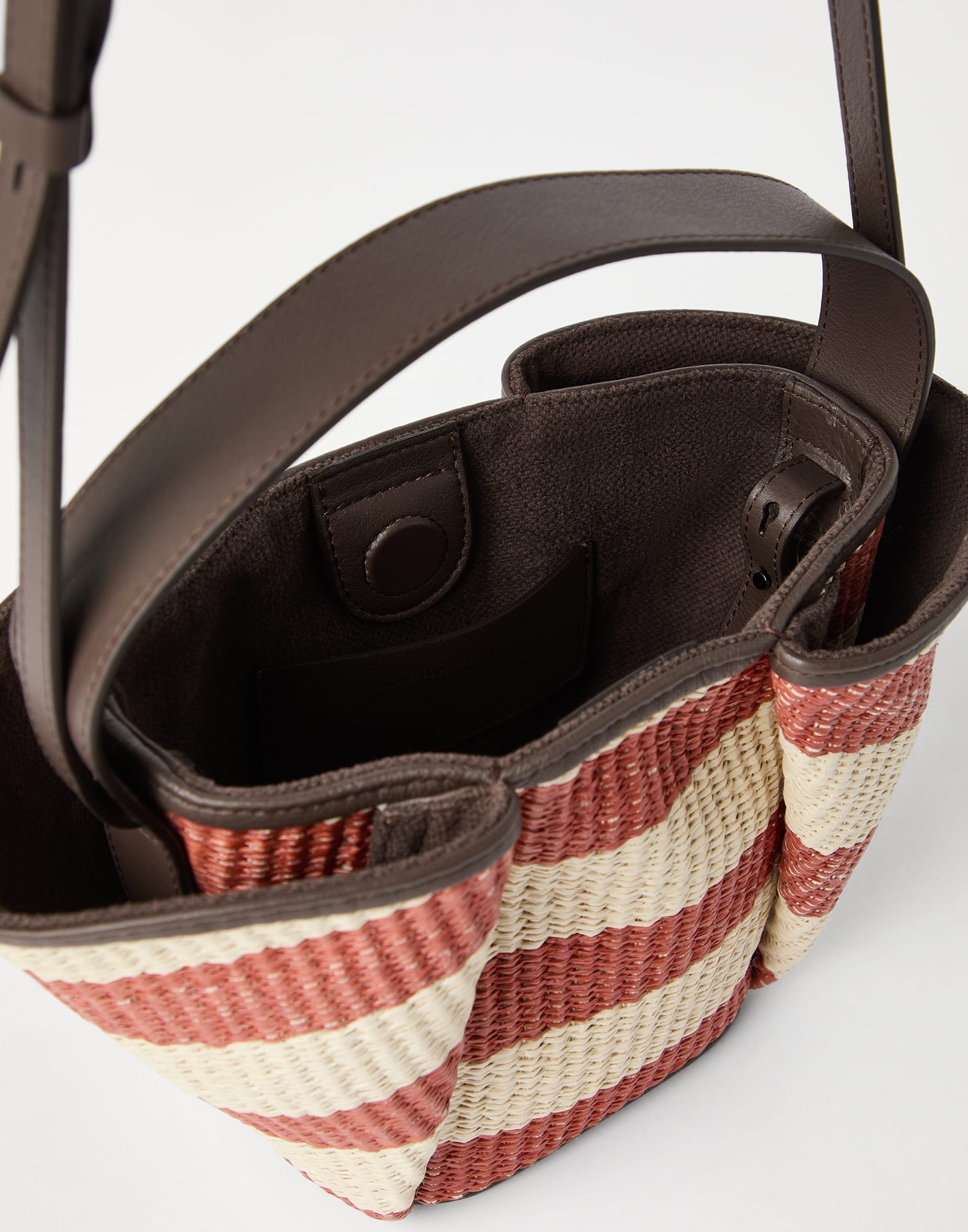 Marina shopper bag in striped techno cotton raffia - 5