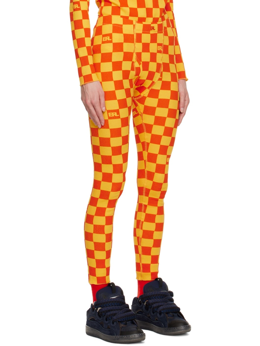 Yellow & Orange Checkered Leggings - 2