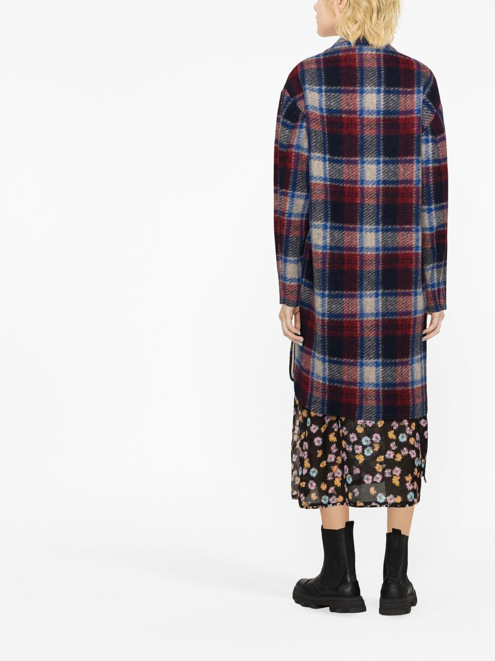 single-breasted checked coat - 4