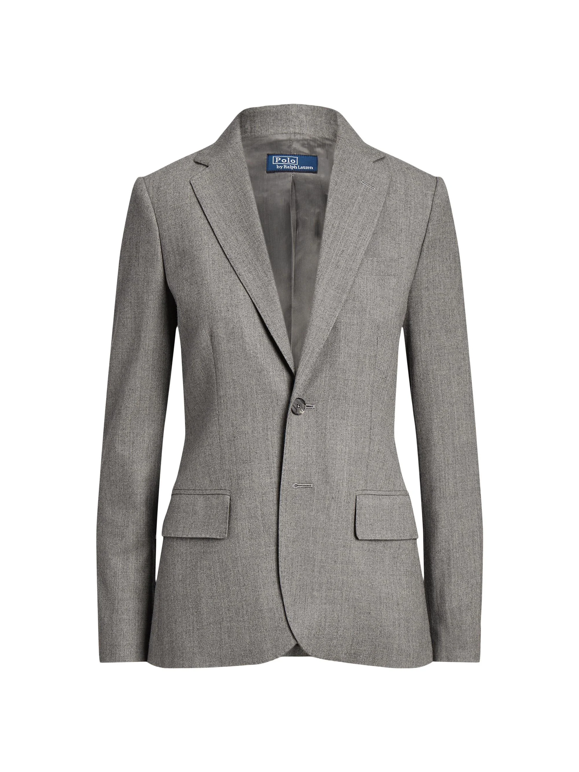 Women's Single-Breasted Flannel Blazer - Grey Melange - 1
