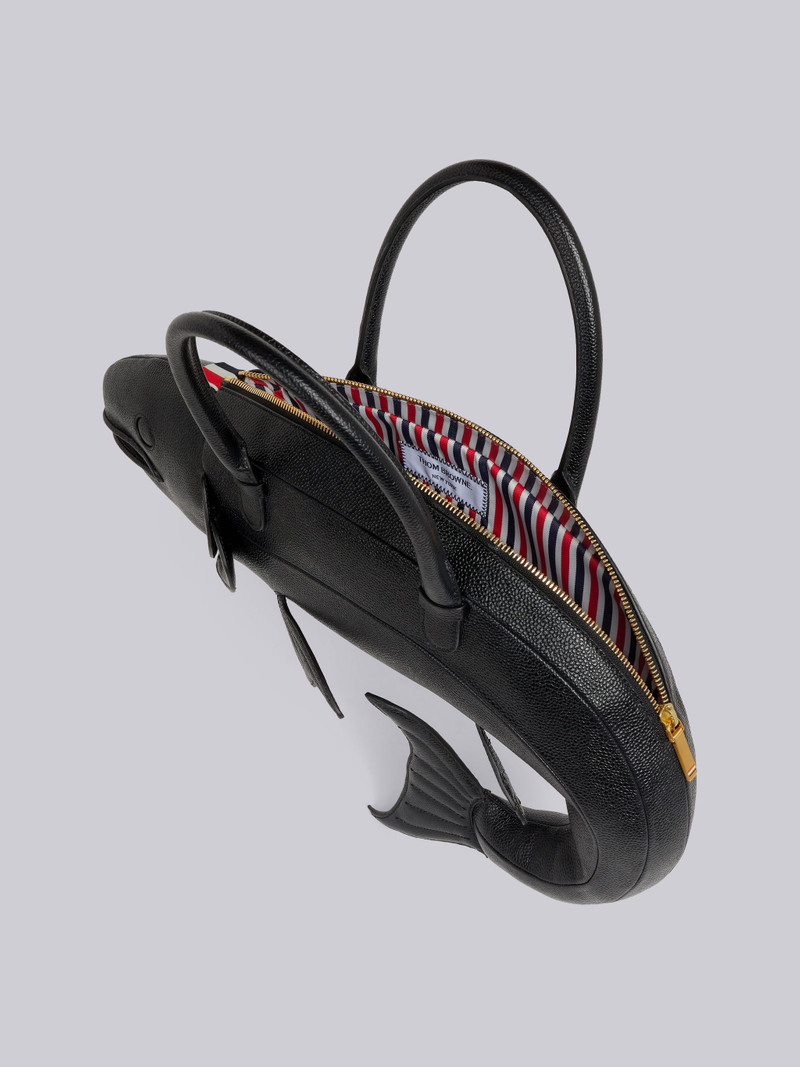 Black Pebble Grain Leather Salmon Bag 5