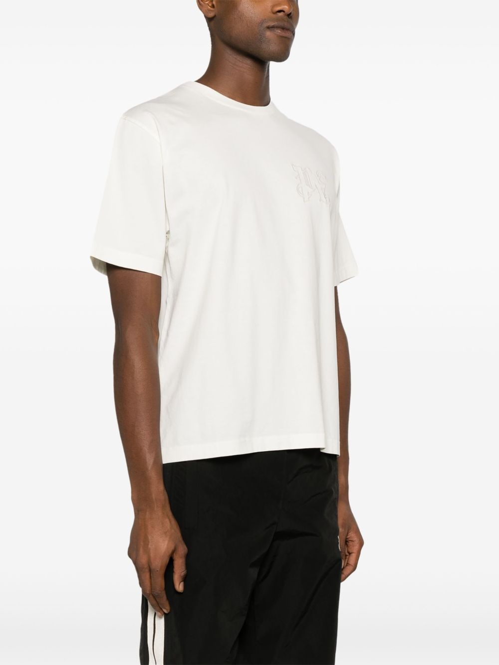 logo-embroidered cotton T-shirt - 3