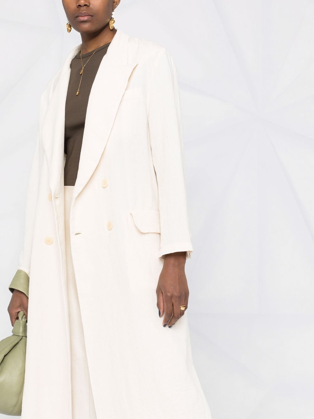 peak-lapels button-front mid-length coat - 5