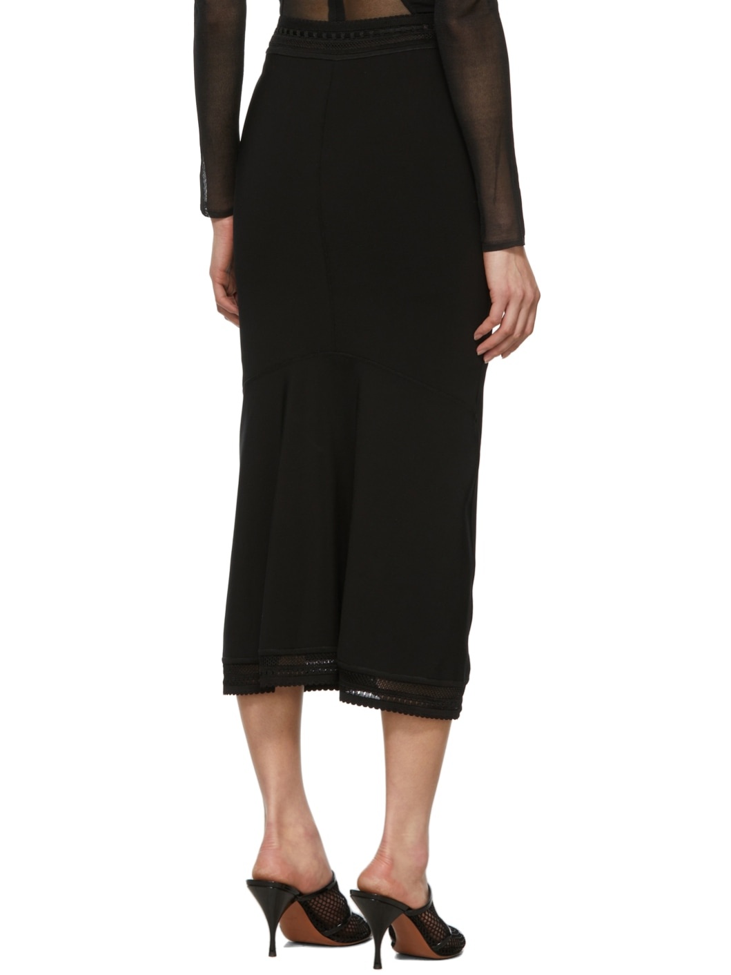 Black Lace Midi Skirt - 3