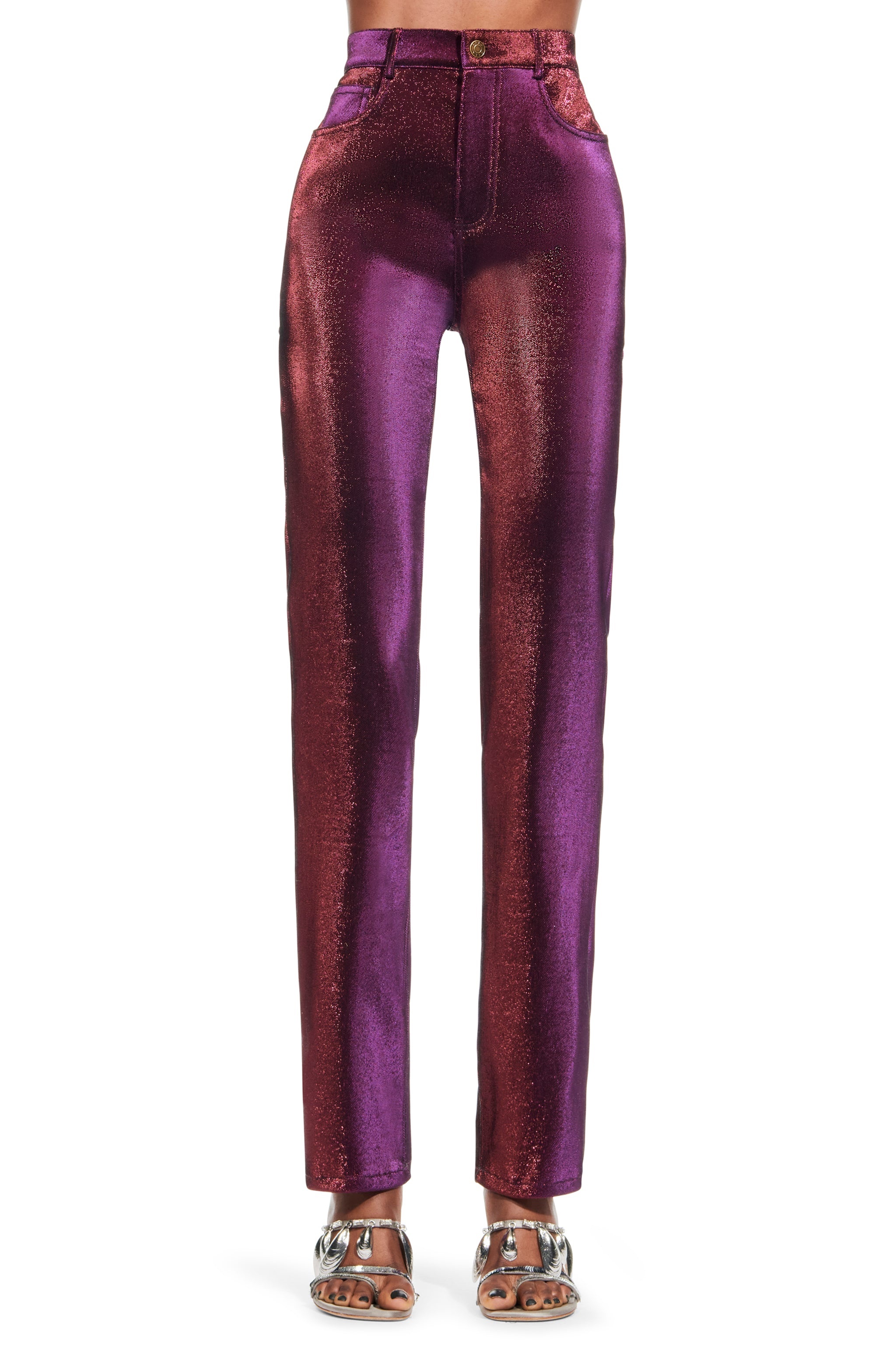 AREA Pink Crystal Slit Trousers