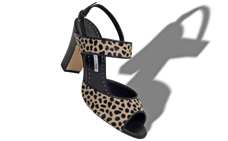 Manolo Blahnik Animal Print Calf Hair Slingback Sandals outlook