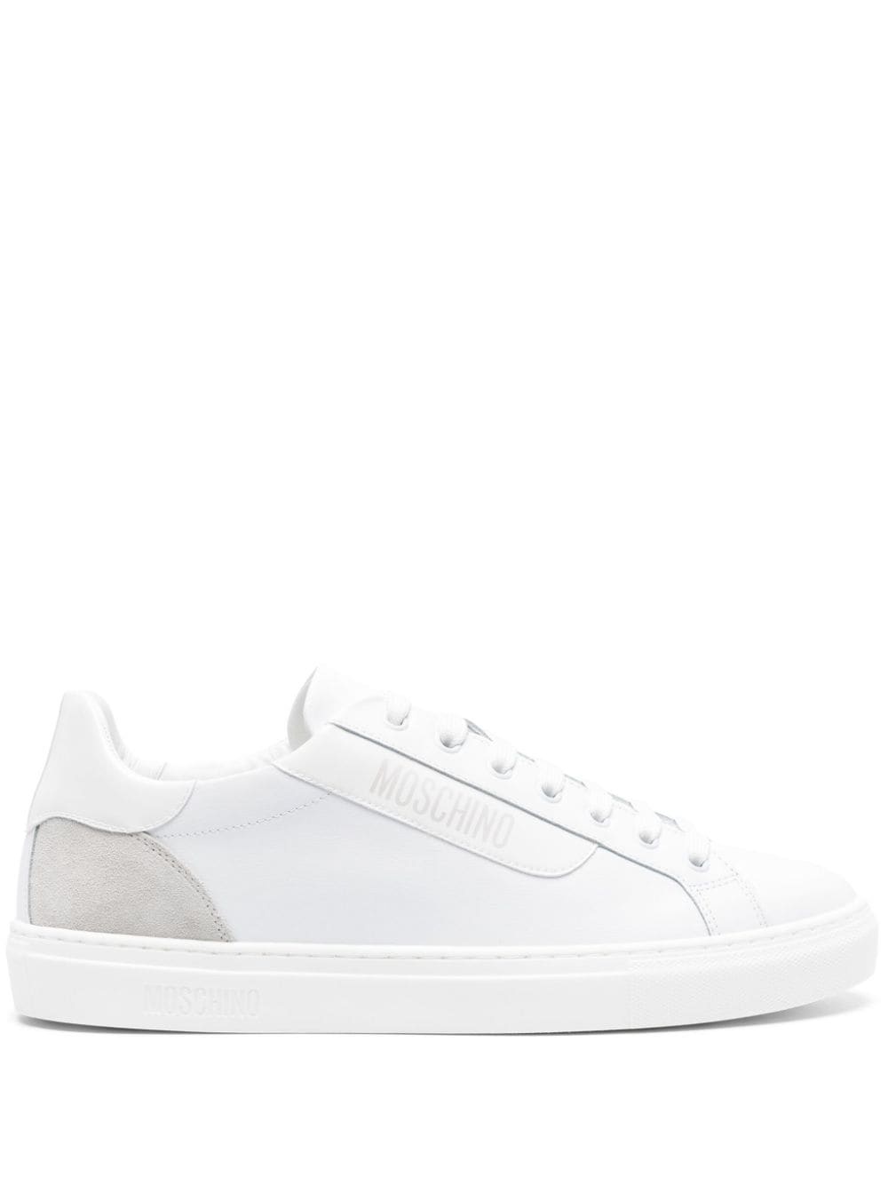 logo-print leather trainers - 1