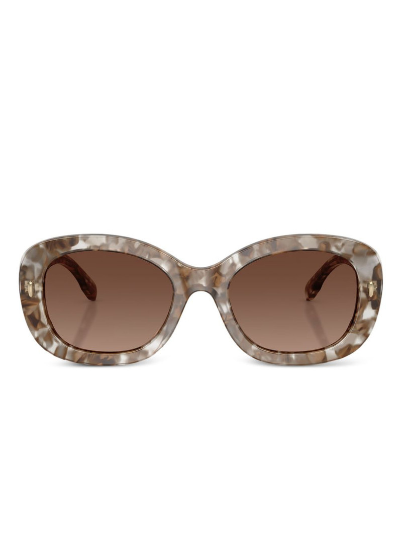 marble-effect oval-frame sunglasses 1