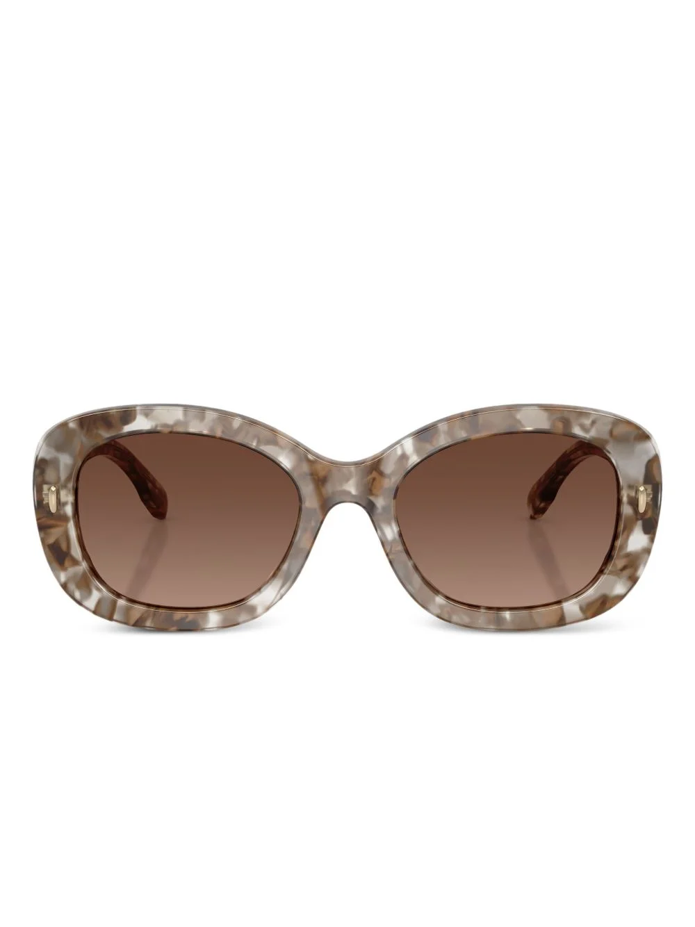 marble-effect oval-frame sunglasses - 1