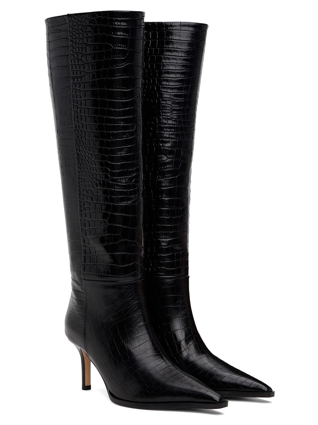 Black Tula Leather Tall Boots - 4
