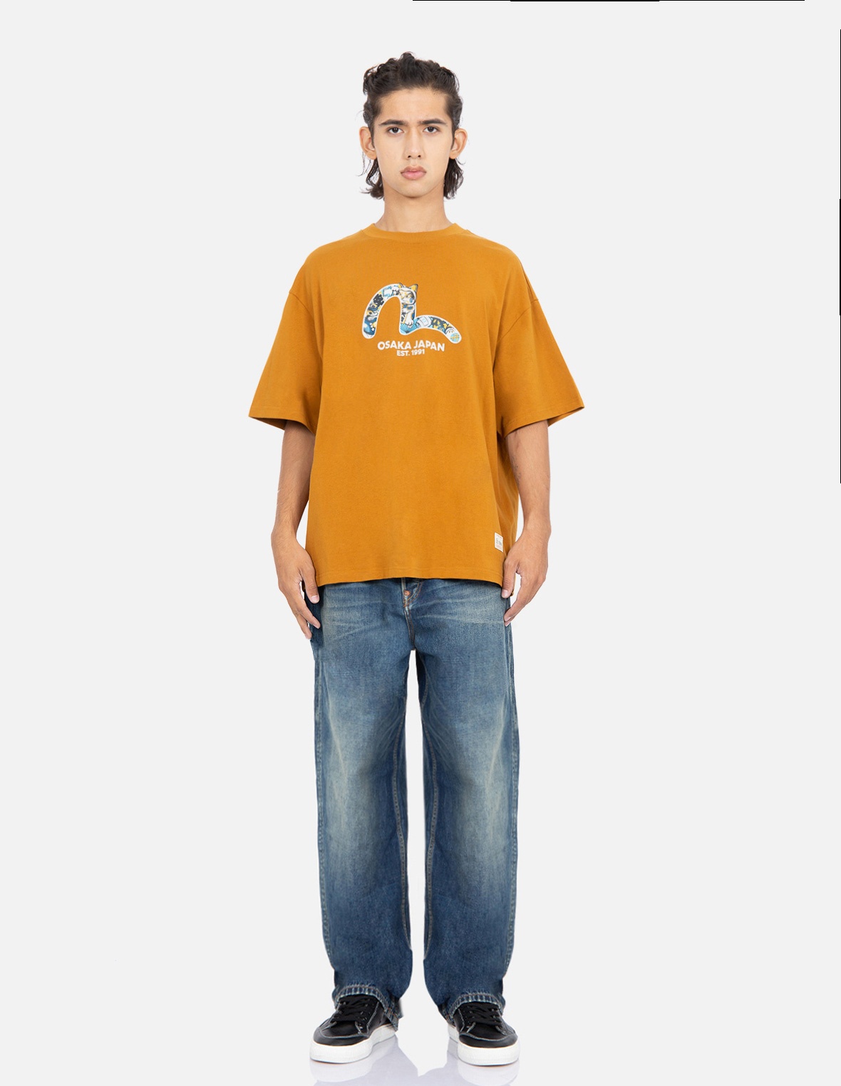 FORTUNE CAT AND DARUMA PRINT RELAX-FIT JEANS - 6