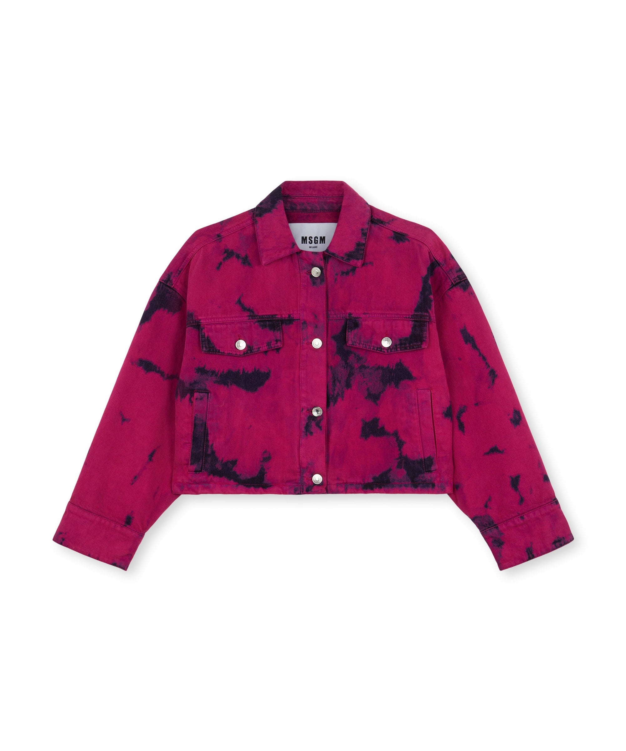 Cropped denim jacket in acid wash design - 1