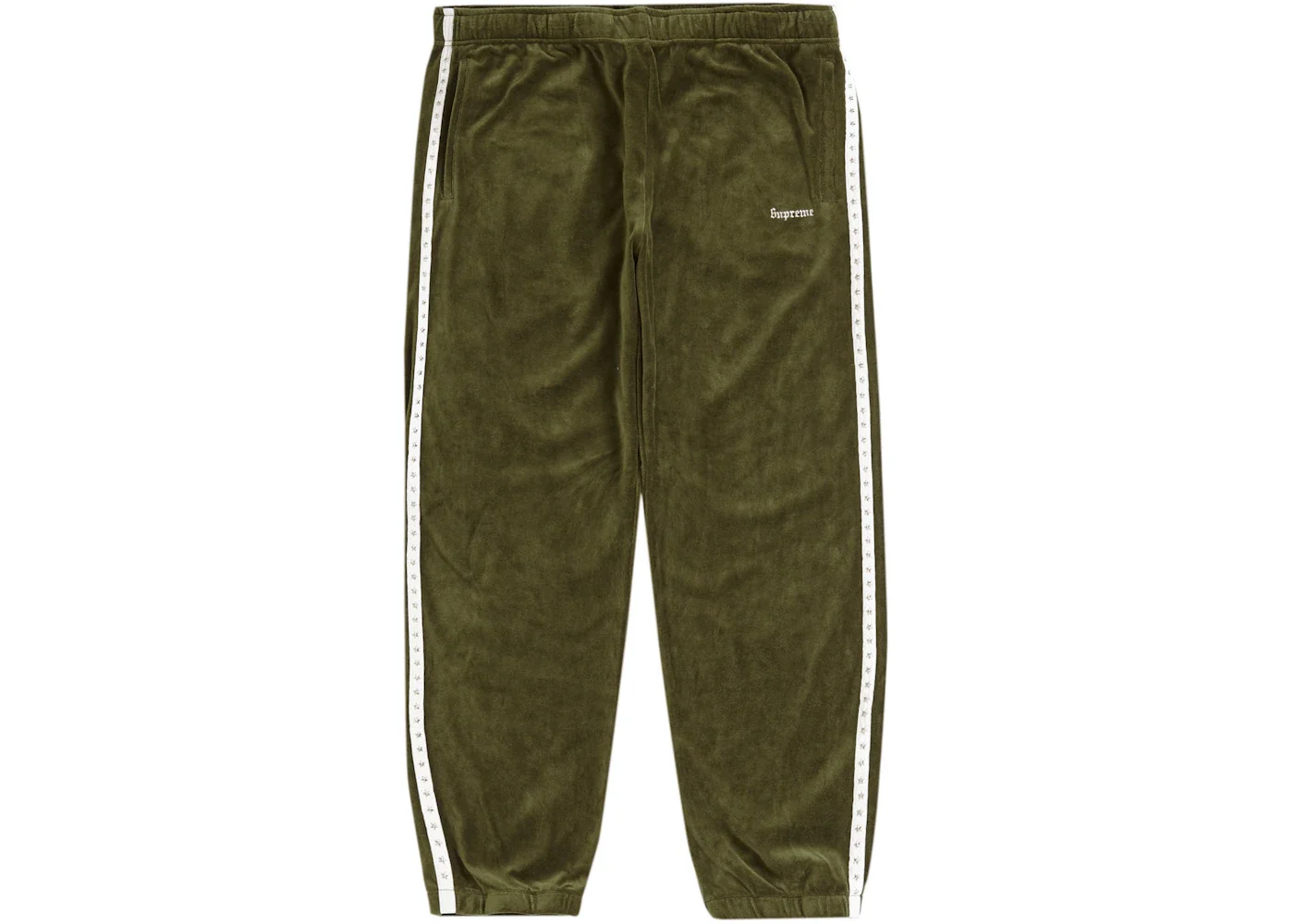 Supreme Studded Velour Track Pant Olive - 1