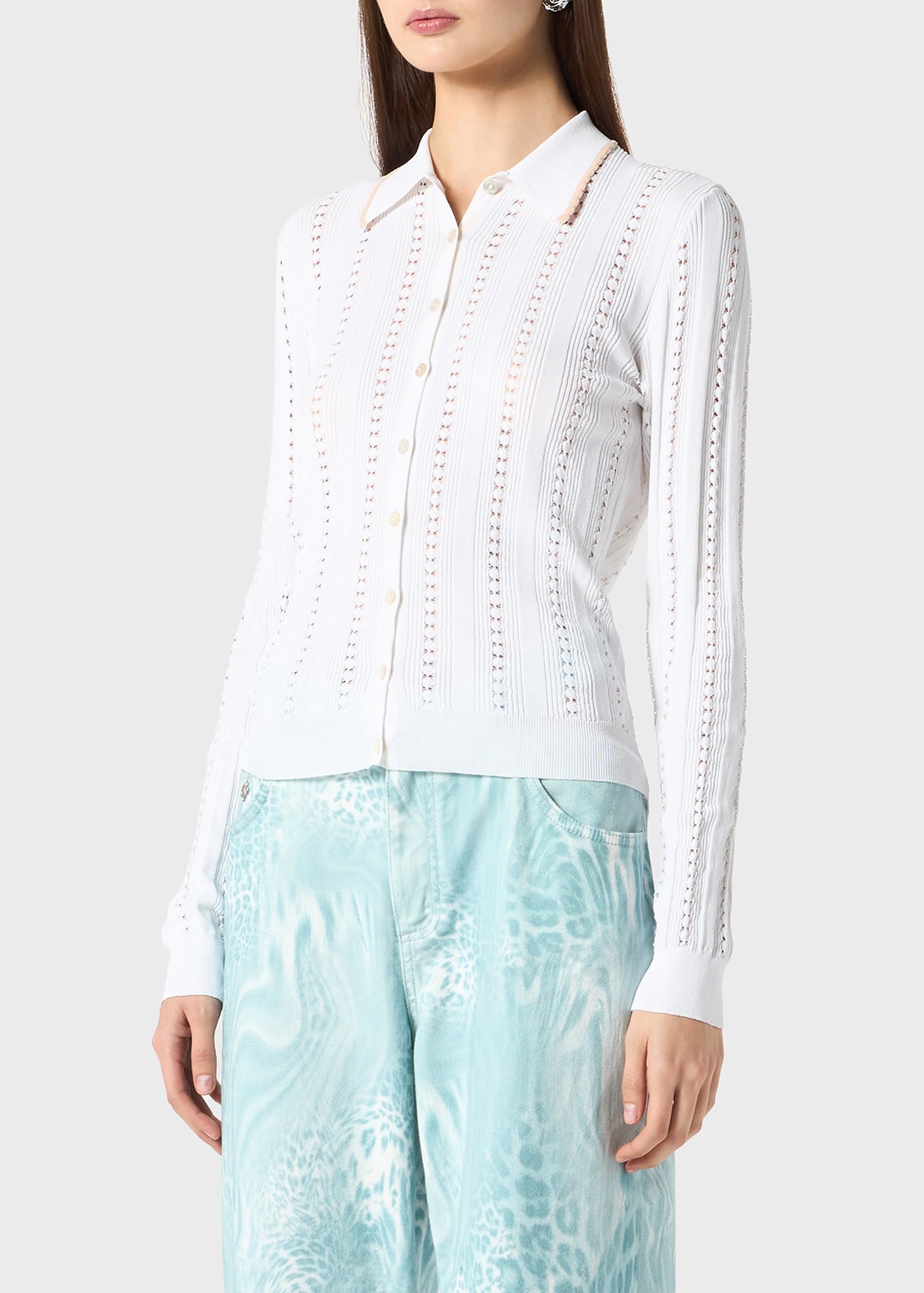 PERFORATED KNIT CARDIGAN - 5