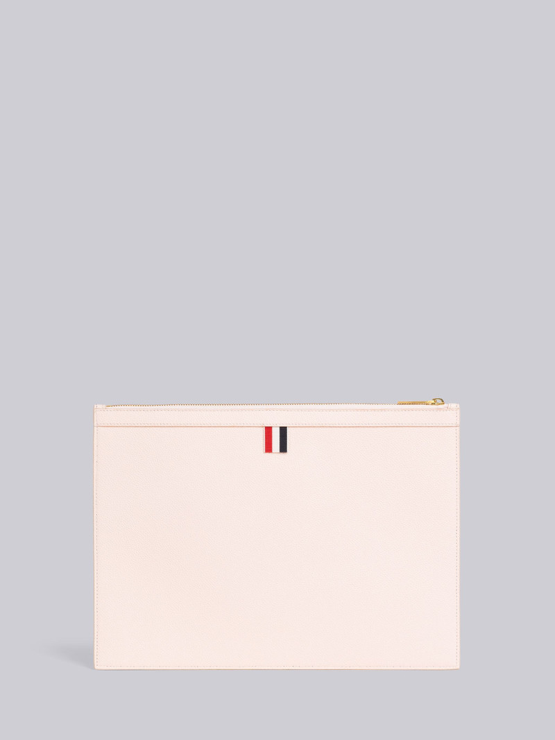 Light Pink Pebble Grain Leather 4-Bar Applique Medium Document Holder 3