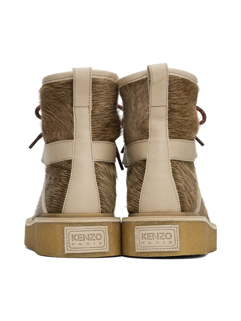 Brown Kenzo Paris Yuki Pony Leather Boots 2