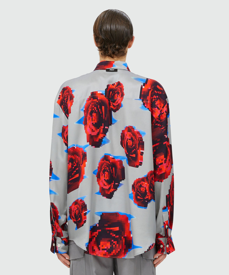 Satin "Underground pixelled roses" shirt 3