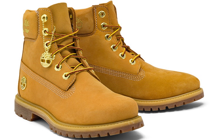 (WMNS) Timberland 6 Inch Premium Waterproof Boots 'Wheat Nubuck with Gold Logo' A5TY7231 - 4