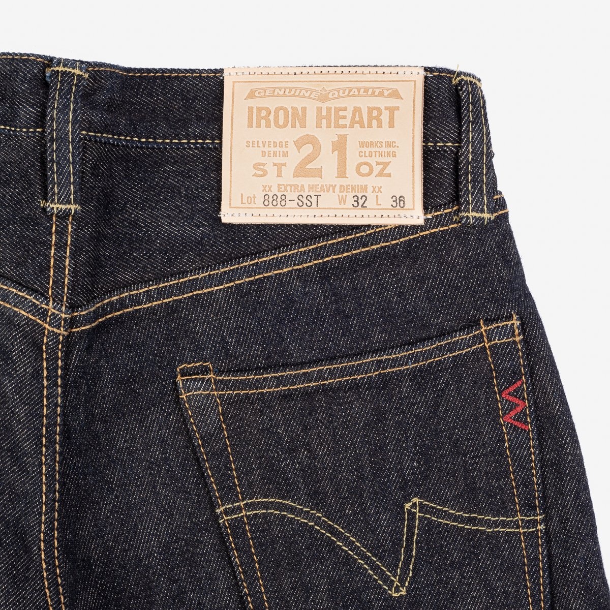 IH-888-SST 21oz Shinayaka Selvedge Denim Medium/High Rise Tapered Cut Jeans - Indigo - 7