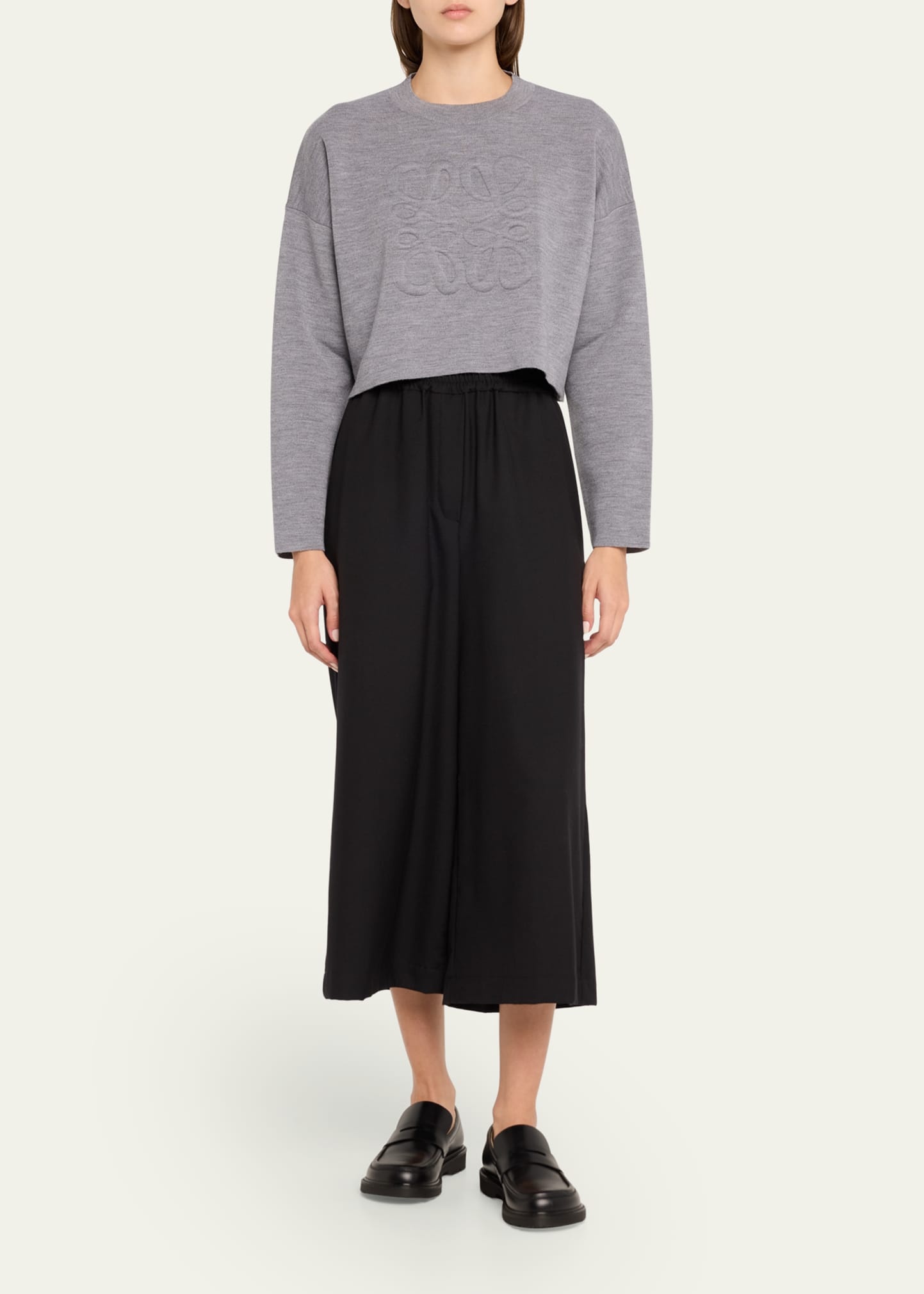 Short Wool Sweater with Anagram Detail - 2