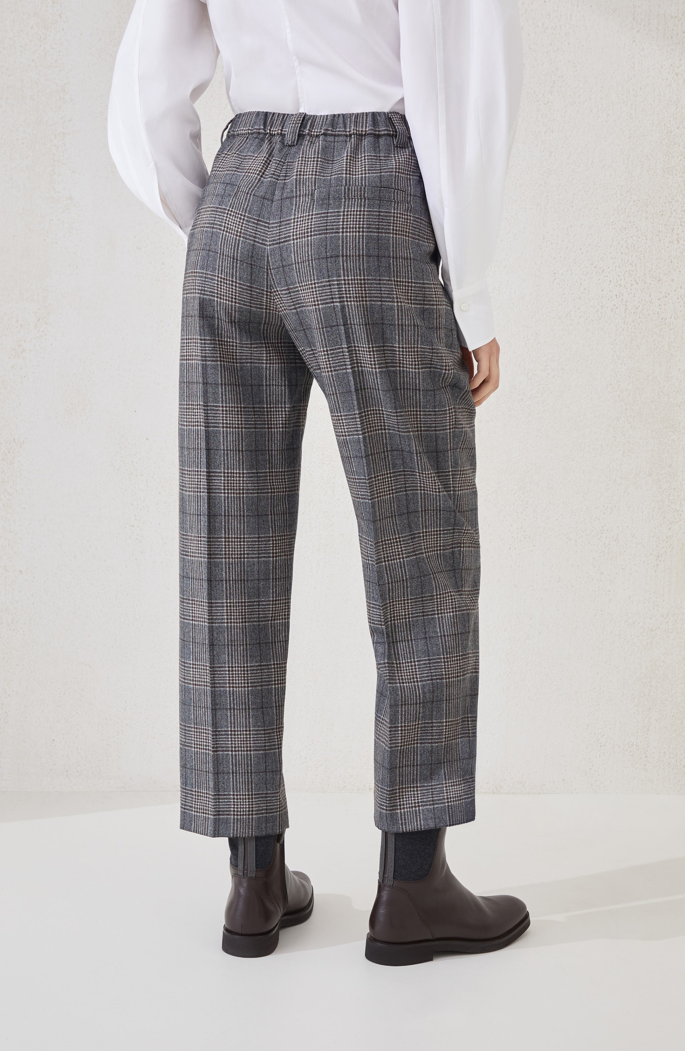 Brunello Cucinelli Prince of Wales baggy trousers in Anthracite at Nordstrom - 3
