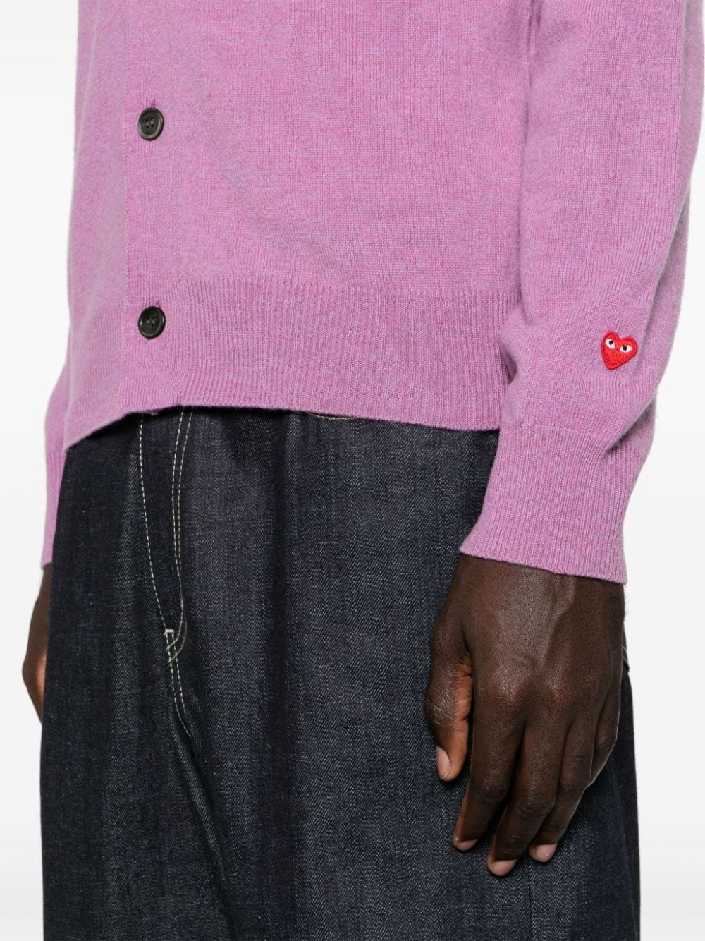 heart-patch wool cardigan - 6