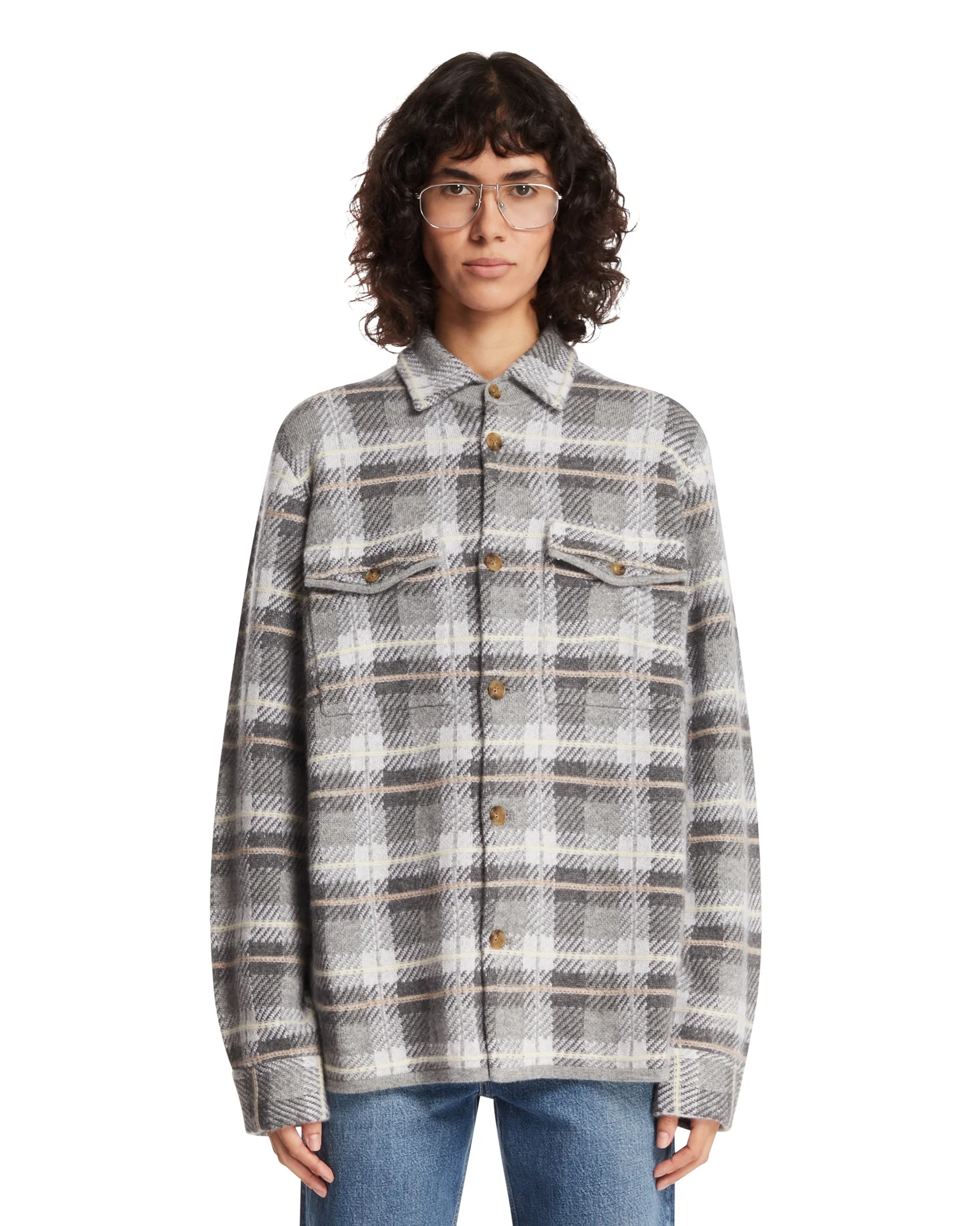 Gray Plaid Workwear Shirt - 1