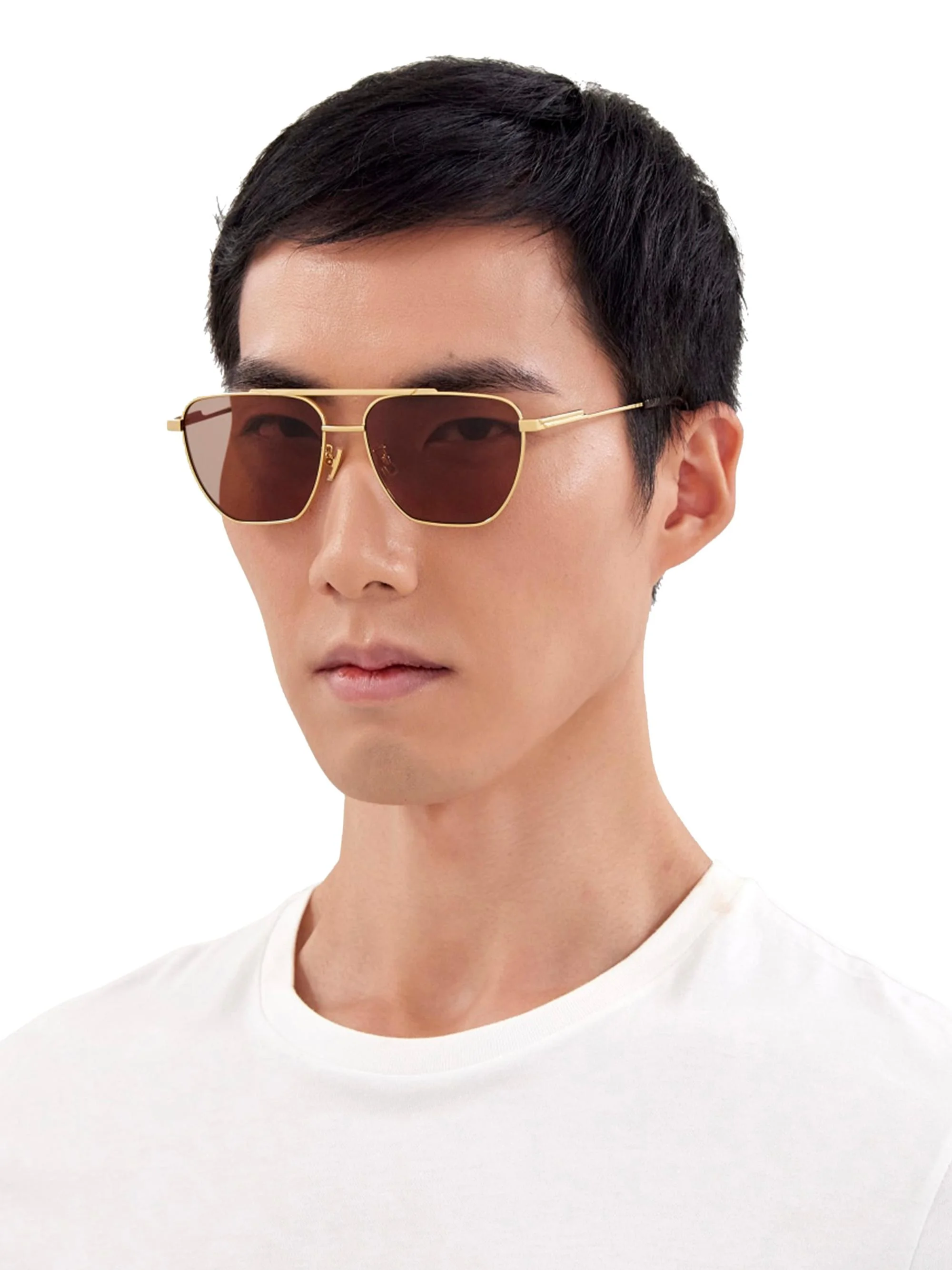 Men's Light Ribbon 57MM Metal Navigator Sunglasses - Gold - 1