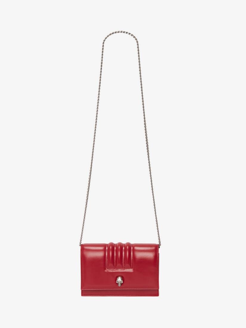 Small Quilted Skull Bag in Cherry - 4
