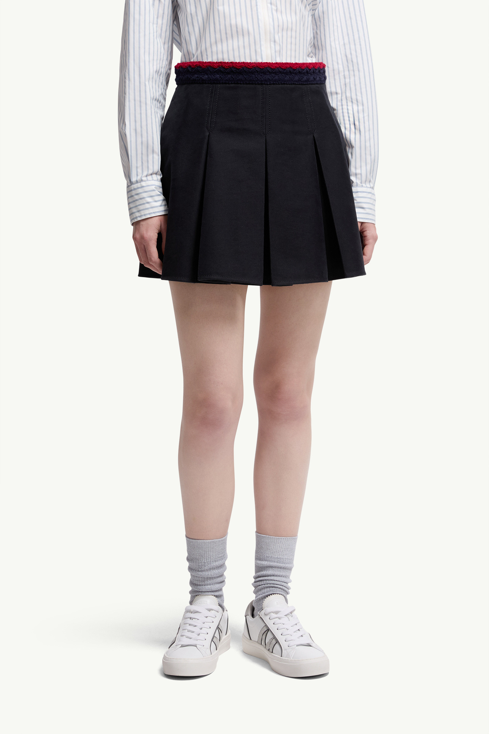 Cotton Gabardine Pleated Mini Skirt - 3