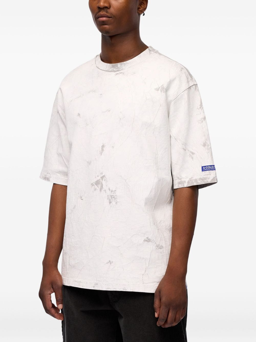 marble-effect cotton T-shirt - 4