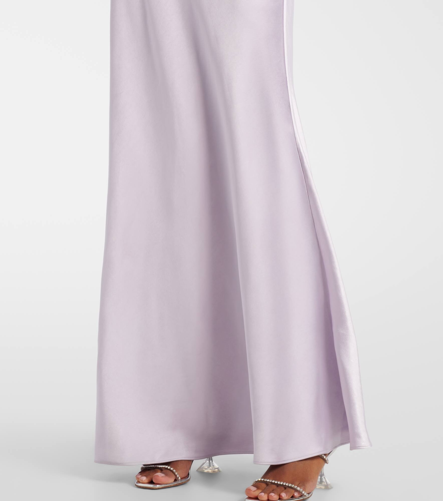 Floral-appliqué satin maxi dress - 6